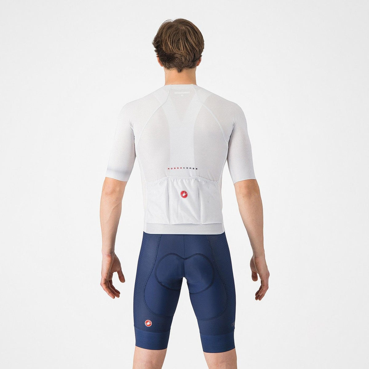Tricou cu maneca scurta Castelli Climbers A/C, pentru barbati, gri argintiu/rosu
