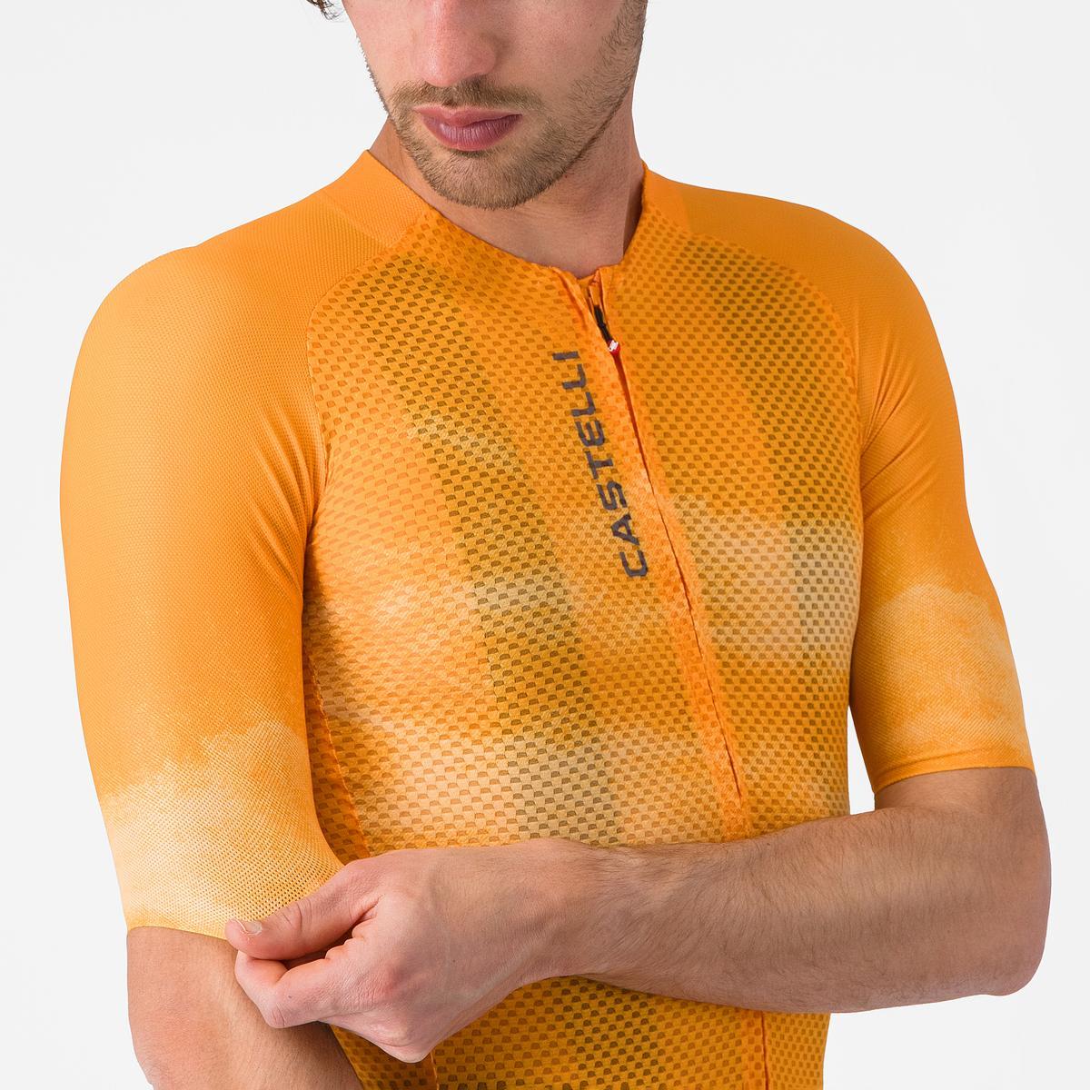 Tricou cu maneca scurta Castelli Climbers A/C, pentru barbati, portocaliu/gri