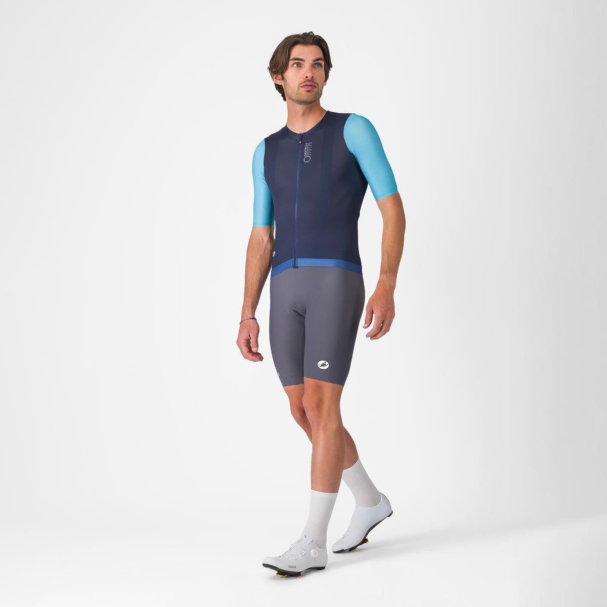Tricou cu maneca scurta Castelli Corretto, pentru barbati, albastru neon/albastru belgian XXL