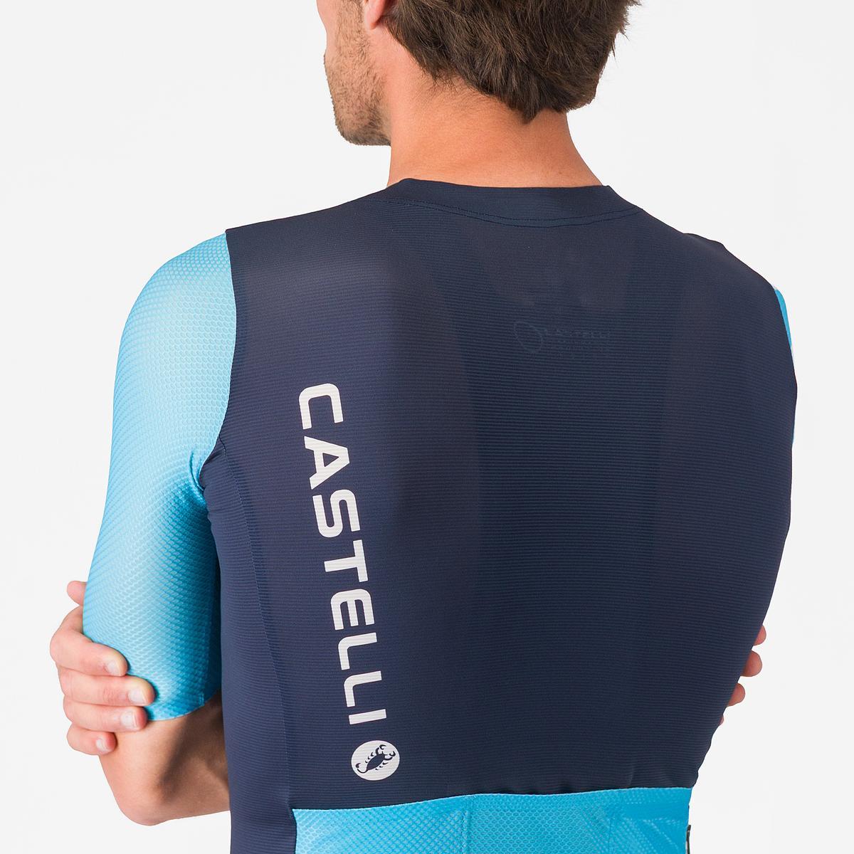 Tricou cu maneca scurta Castelli Corretto, pentru barbati, albastru neon/albastru belgian XXXL