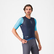 Tricou cu maneca scurta Castelli Corretto, pentru barbati, albastru neon/albastru belgian XXXL