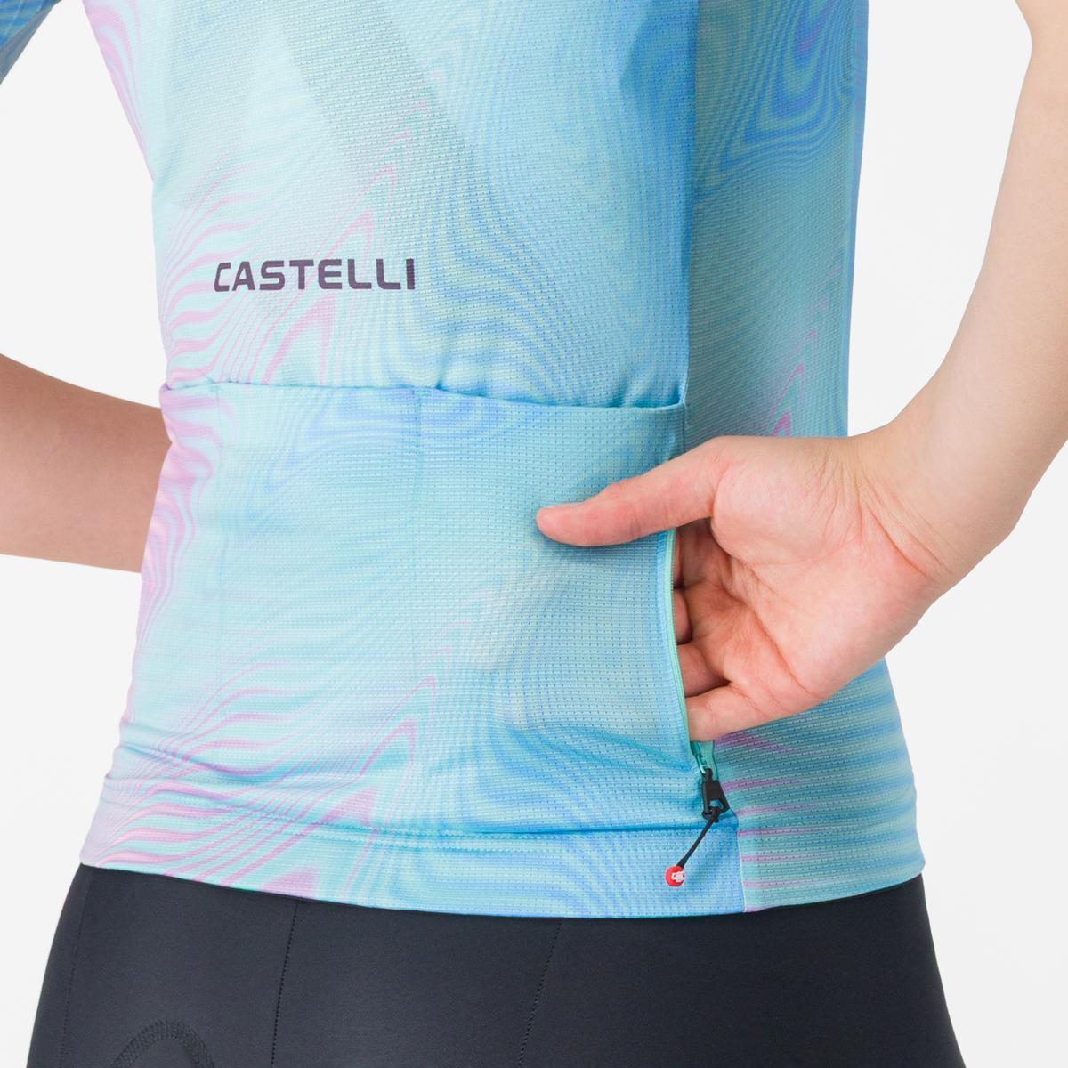 Tricou cu maneca scurta Castelli Cosmic Vortex, pentru femei, roz/verde multicolor M