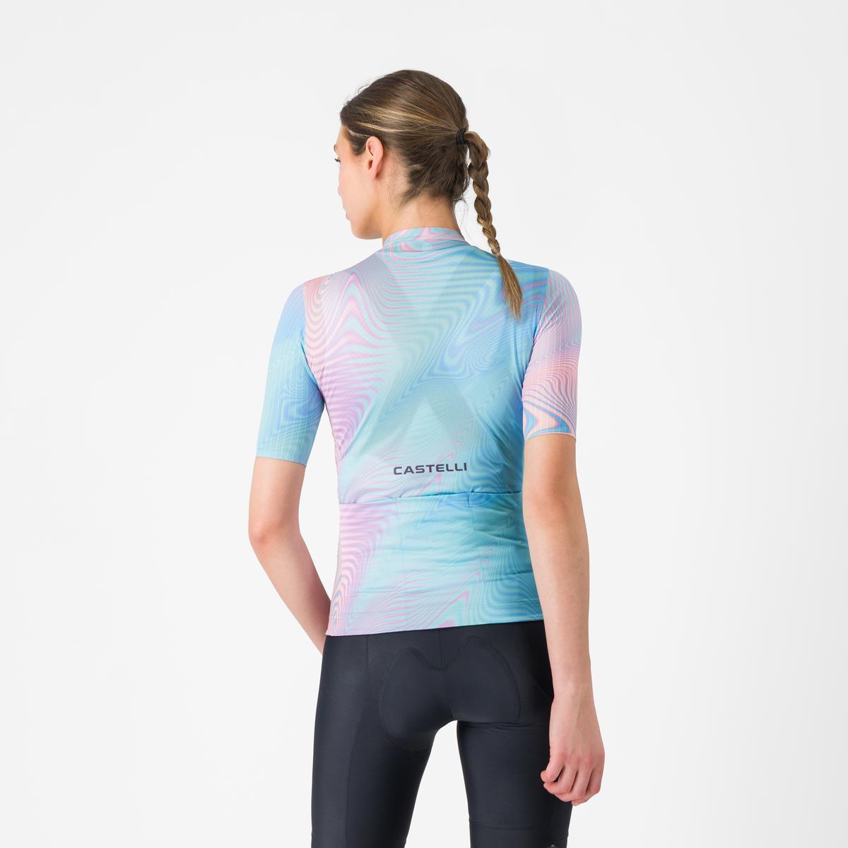 Tricou cu maneca scurta Castelli Cosmic Vortex, pentru femei, roz/verde multicolor S