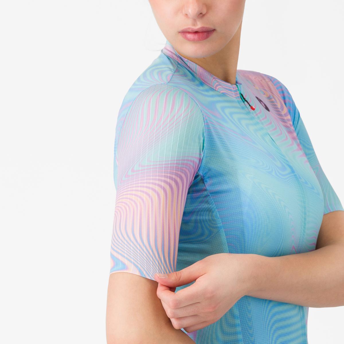 Tricou cu maneca scurta Castelli Cosmic Vortex, pentru femei, roz/verde multicolor S