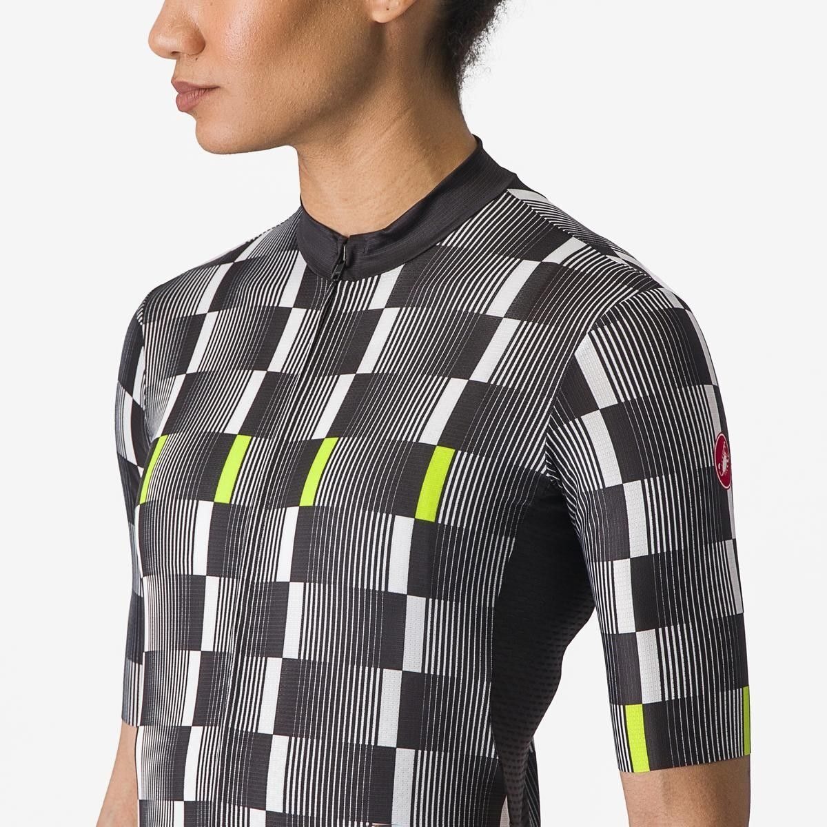 tricou cu maneca scurta castelli dimensione de dama negru alb galben fluo l 5