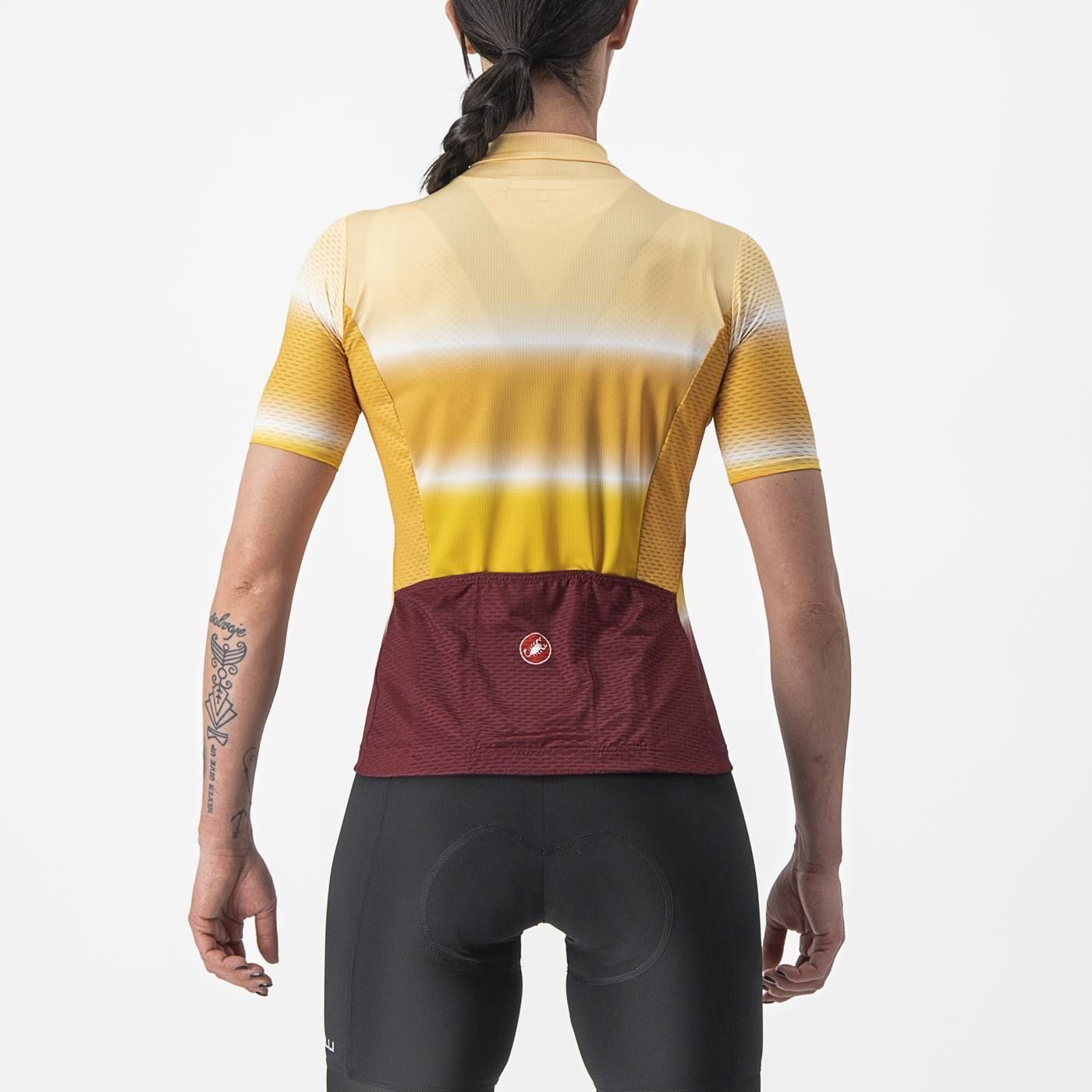 tricou cu maneca scurta castelli dolce de dama galben visiniu m 1