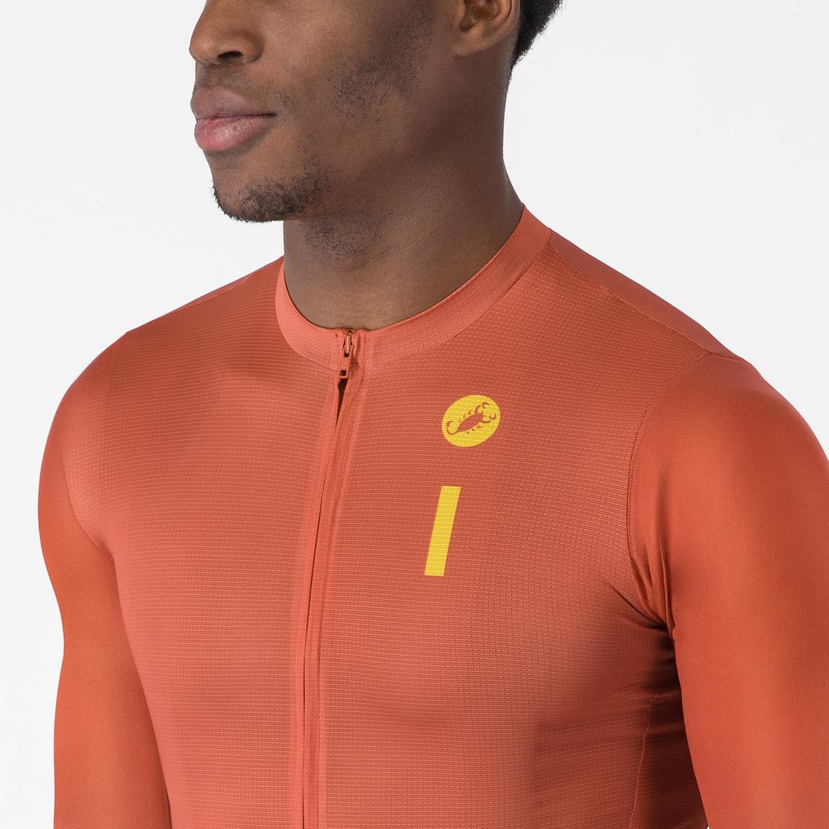 Tricou cu maneca scurta Castelli Drittone Logo, pentru barbati, paprika/mango mojito M