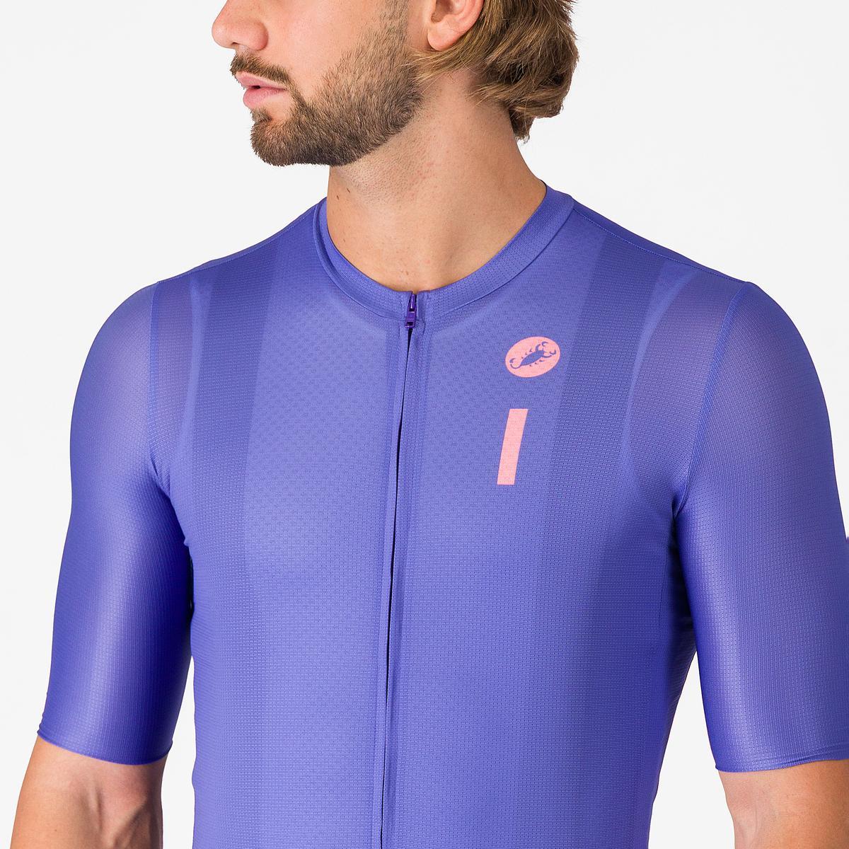 Tricou cu maneca scurta Castelli Drittone Logo, pentru barbati, violet/roz giro