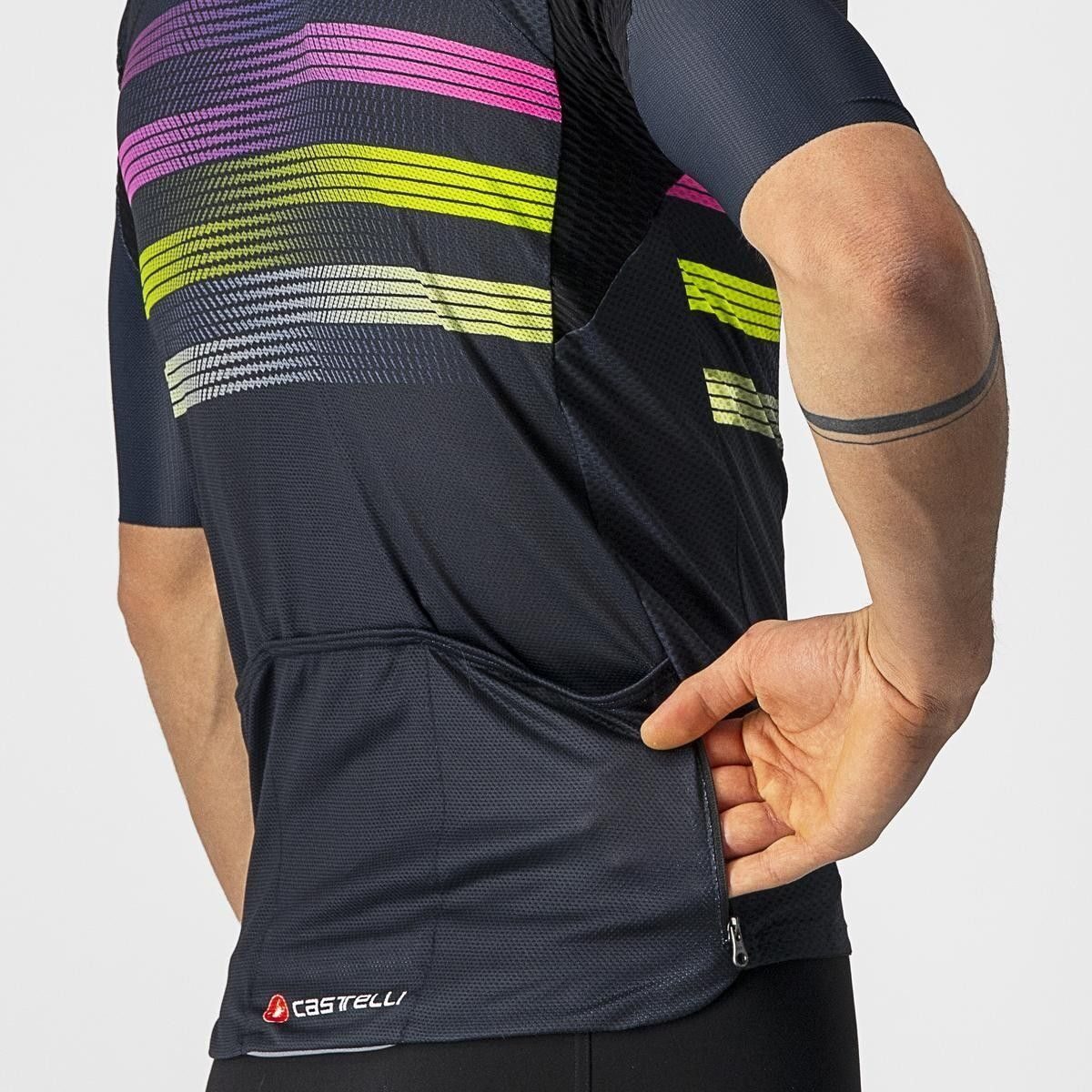 tricou cu maneca scurta castelli endurance pro bleumarin roz galben fluo m 3