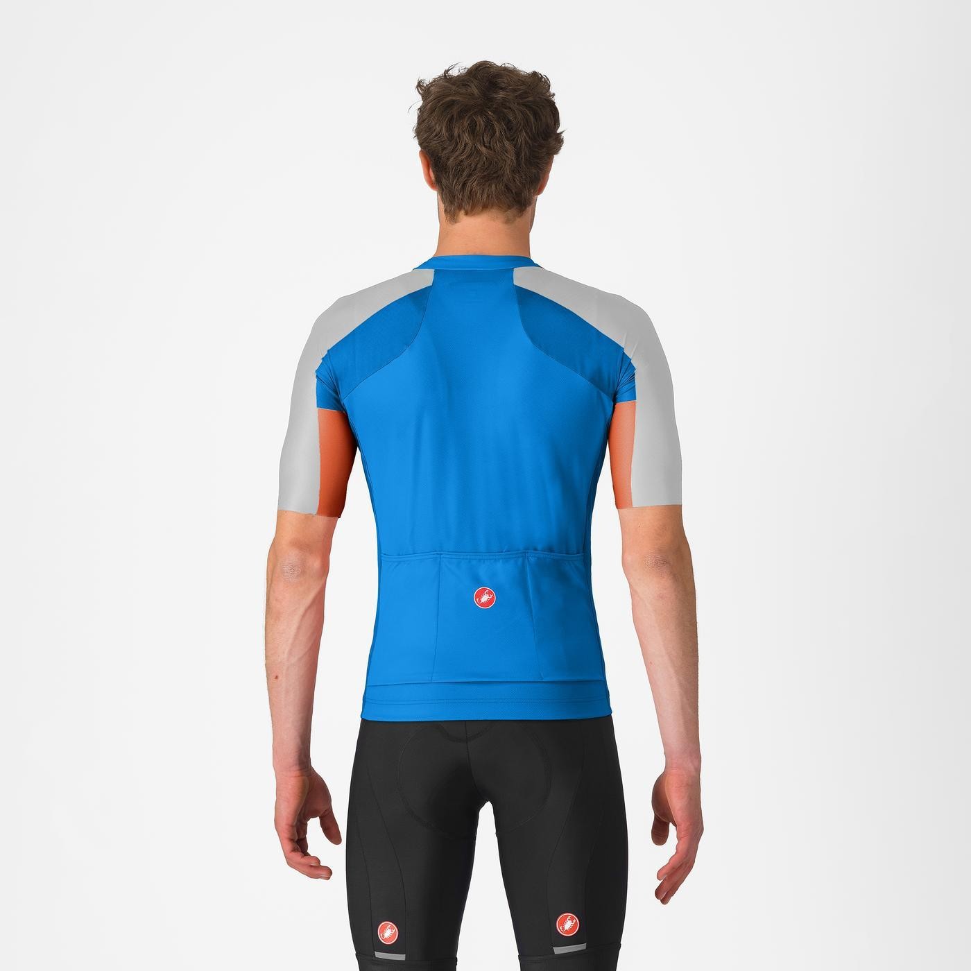 Tricou cu maneca scurta Castelli Entrata 6, pentru barbati, albastru Italia/gri argintiu-maro mocha, XS