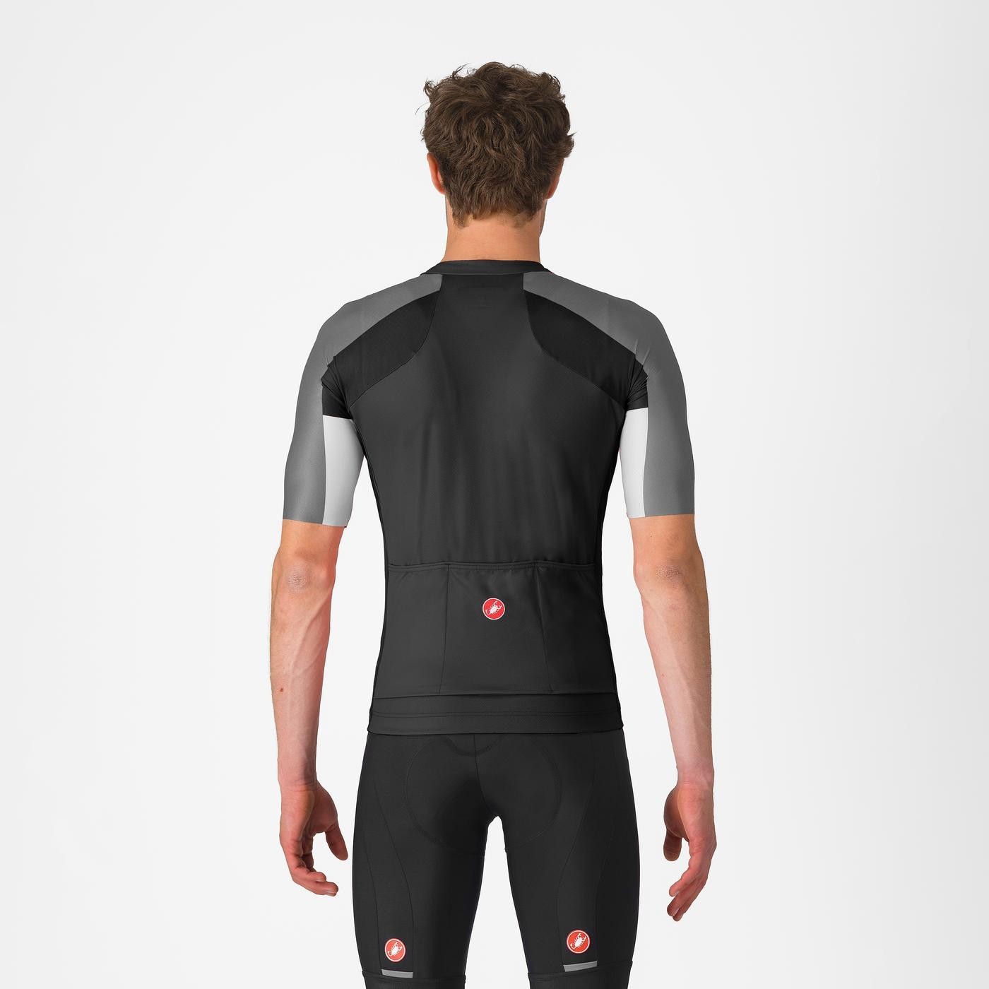 Tricou cu maneca scurta Castelli Entrata 6, pentru barbati, negru deschis/gri inchis-gri fumuriu, M