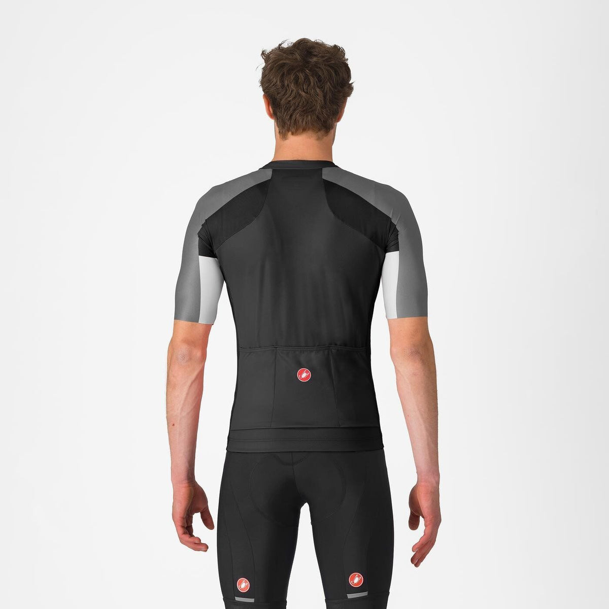 Tricou cu maneca scurta Castelli Entrata 6, pentru barbati, negru deschis/gri inchis-gri fumuriu