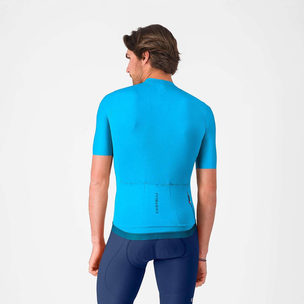 Tricou cu maneca scurta Castelli Espresso 2, pentru barbati, albastru neon XXL