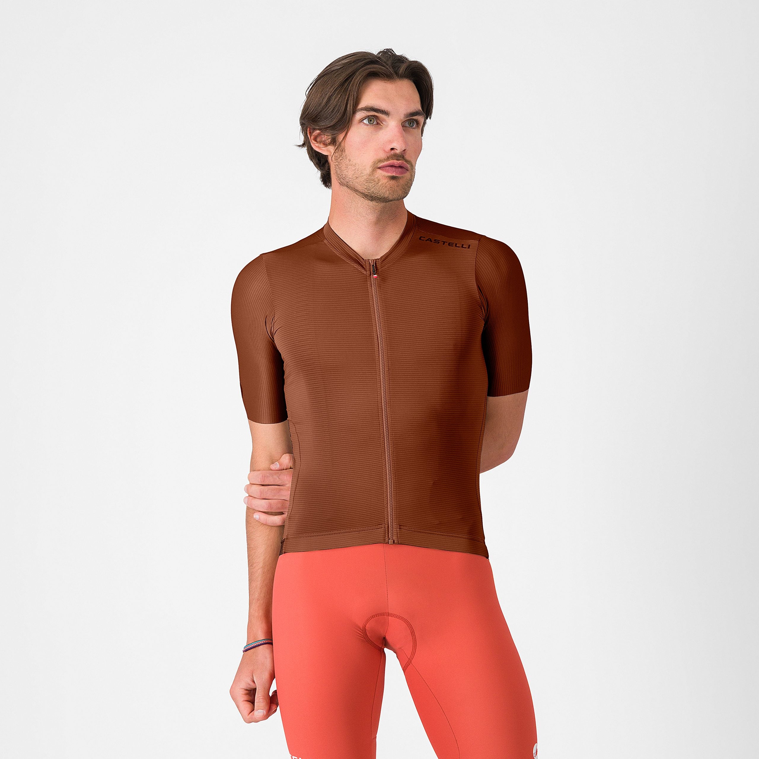 Tricou cu maneca scurta Castelli Espresso 2, pentru barbati, maro inchis M