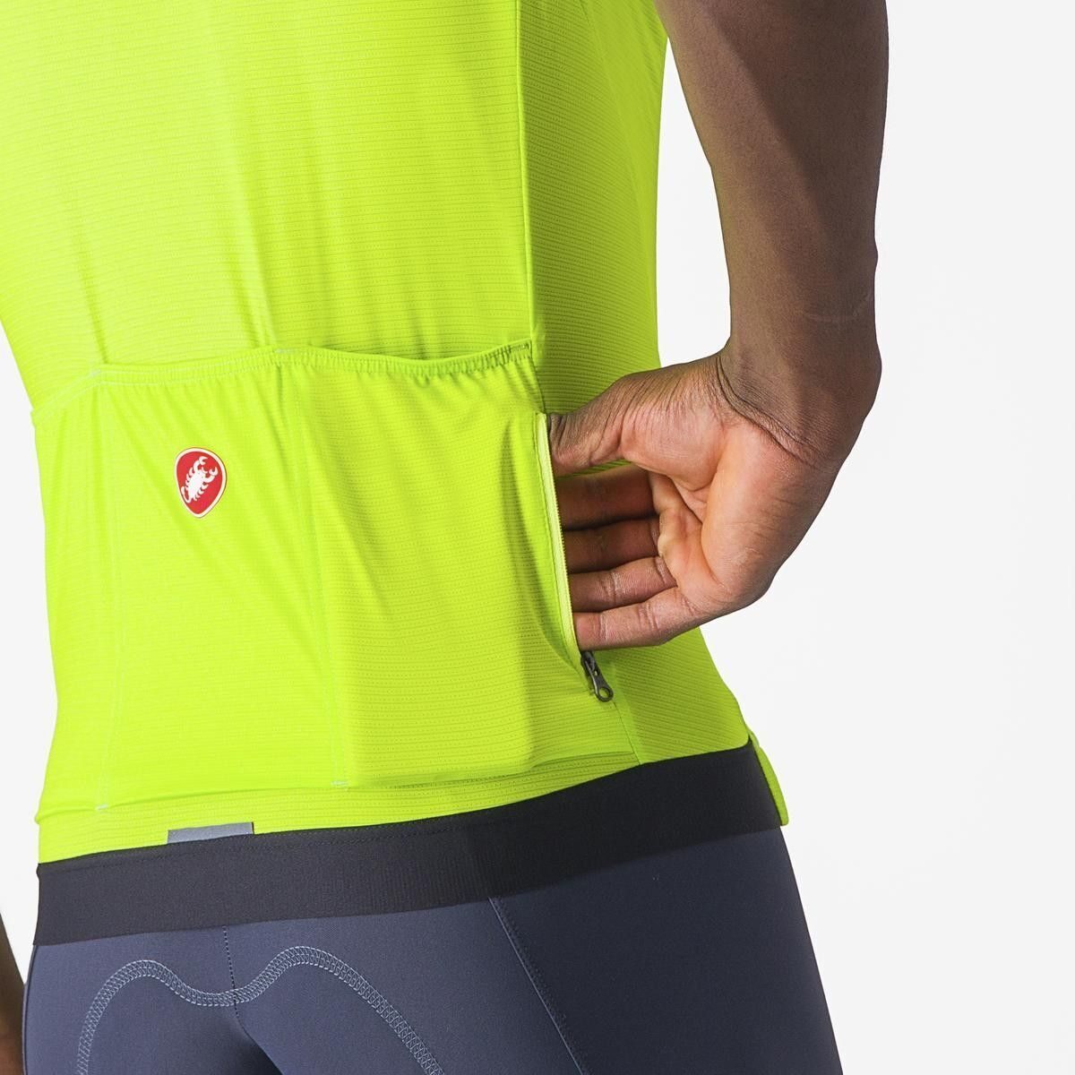 tricou cu maneca scurta castelli espresso galben fluo l 6