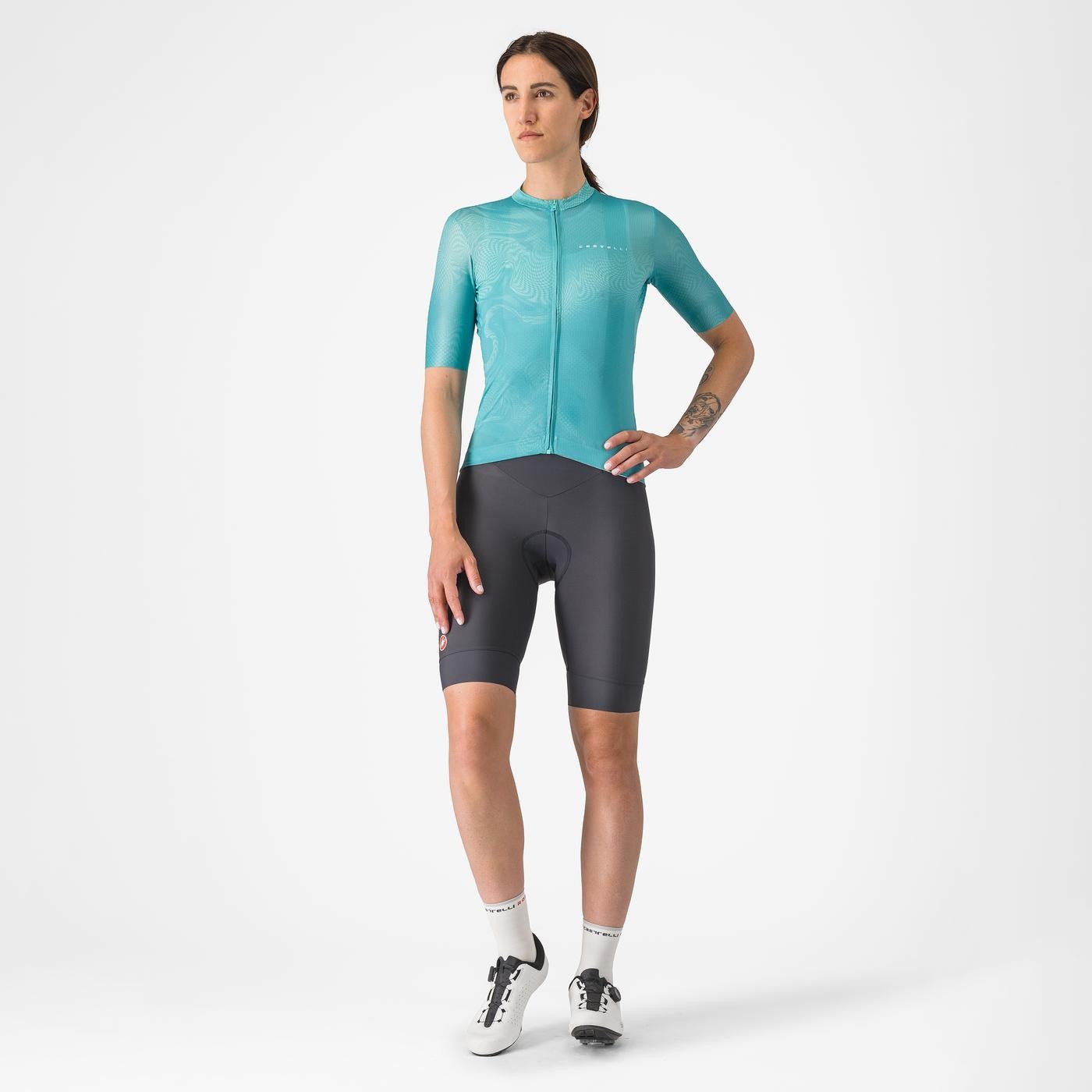 Tricou cu maneca scurta Castelli Fantasia, pentru femei, albastru piscina, L