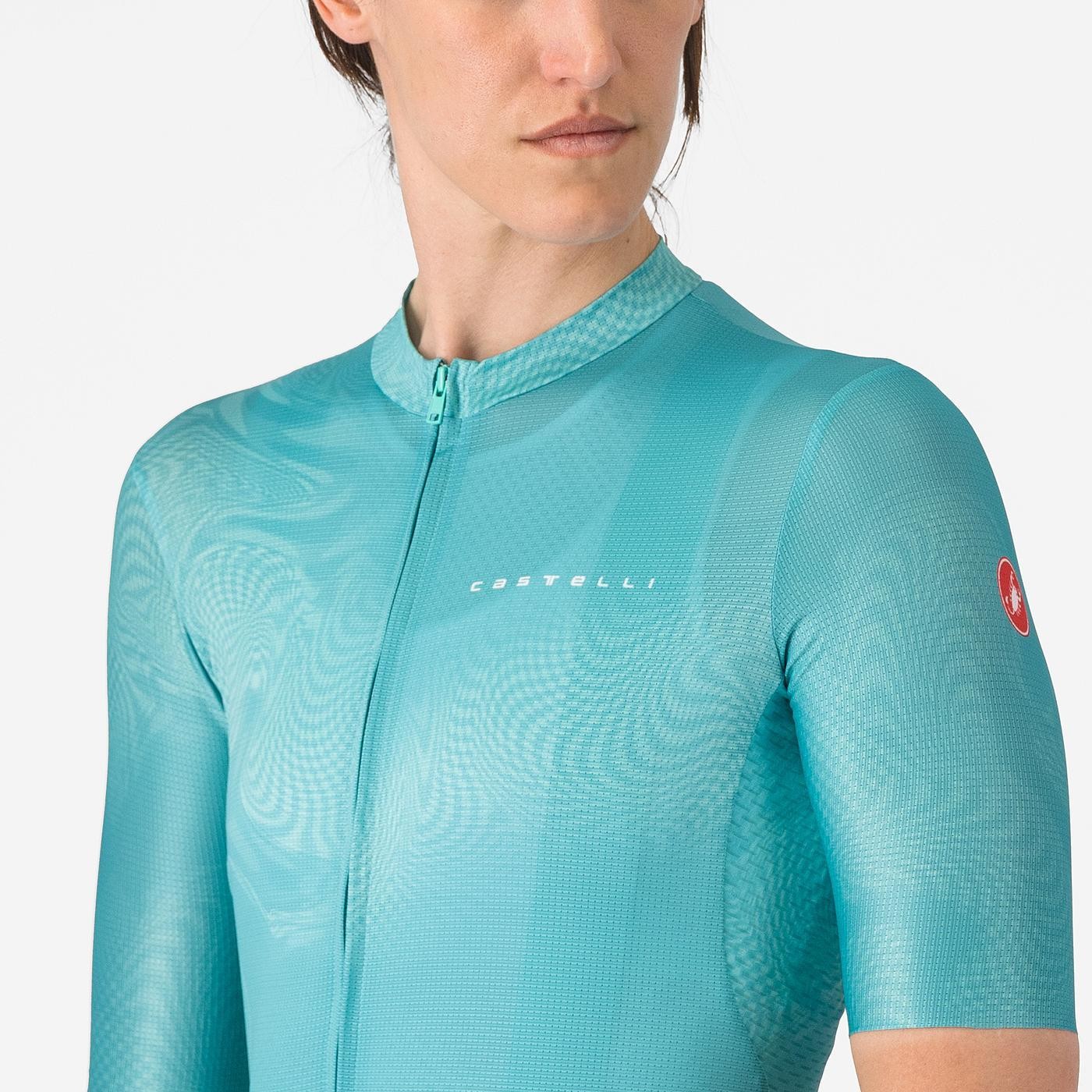 Tricou cu maneca scurta Castelli Fantasia, pentru femei, albastru piscina, L
