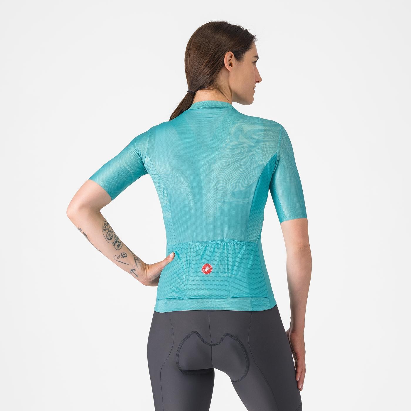 Tricou cu maneca scurta Castelli Fantasia, pentru femei, albastru piscina, L