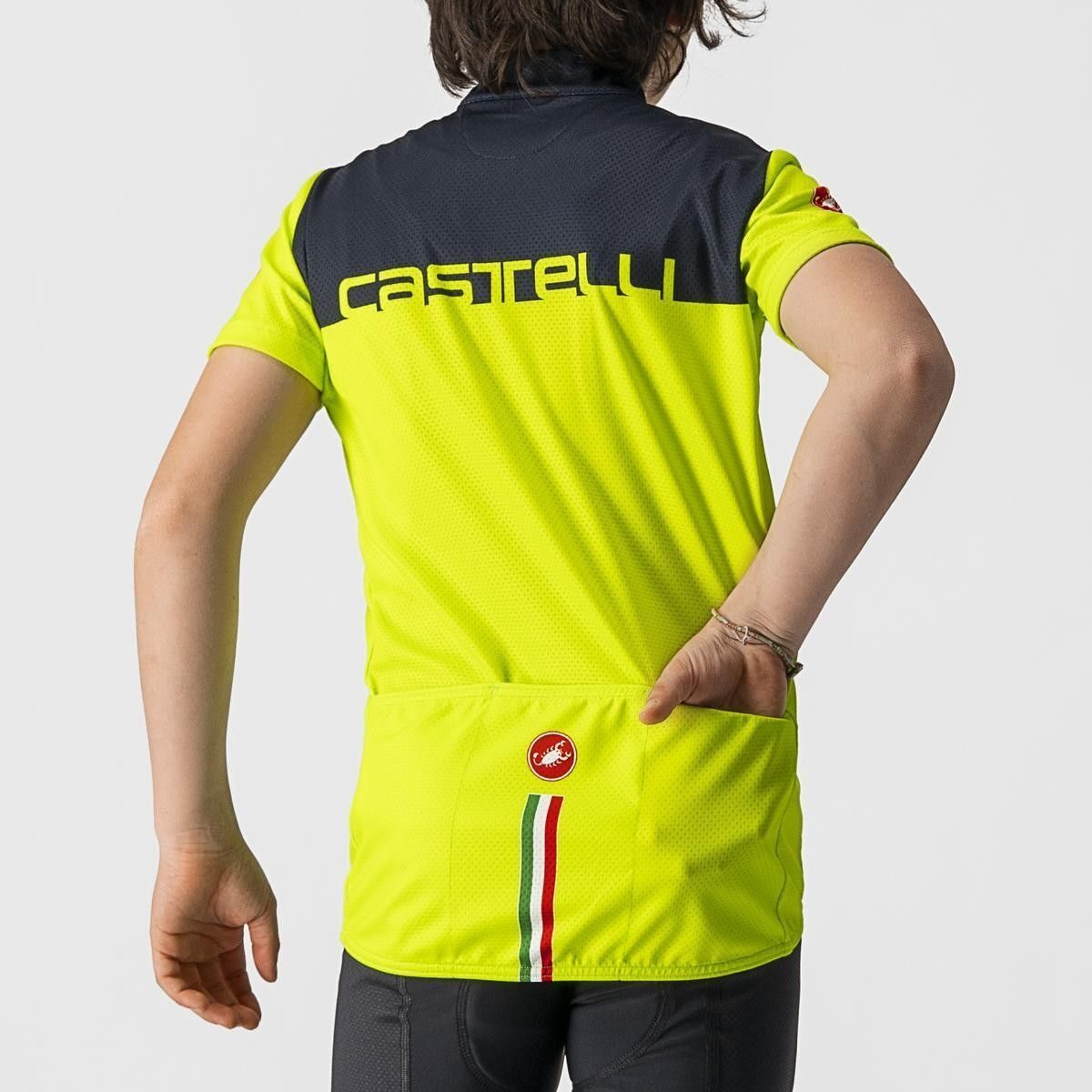 tricou cu maneca scurta castelli neo prologo pentru copii galben fluo bleumarin 8a 1