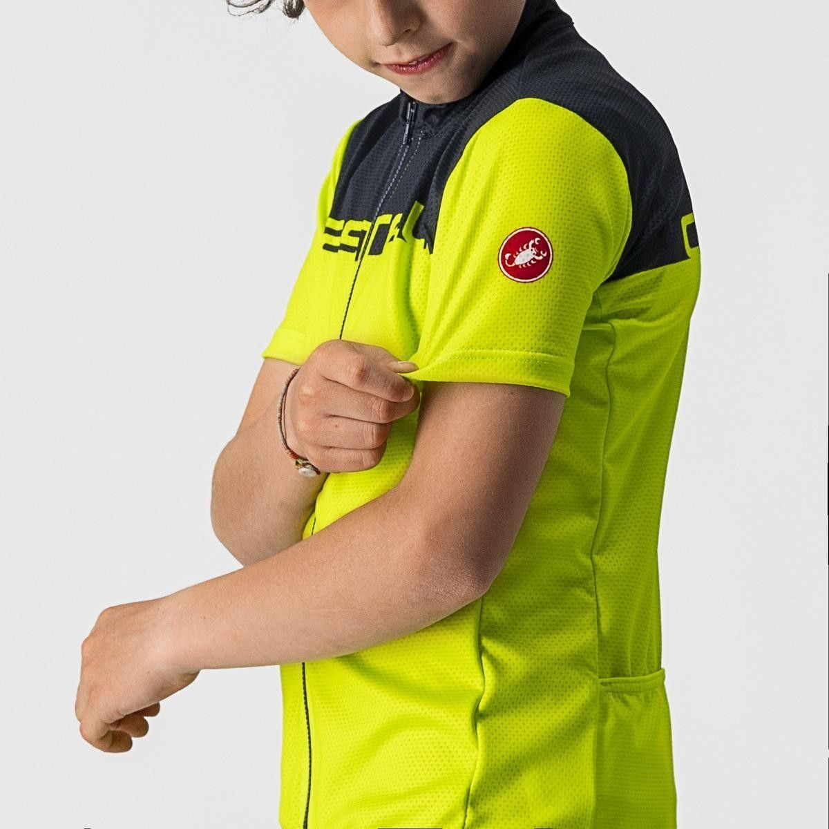 tricou cu maneca scurta castelli neo prologo pentru copii galben fluo bleumarin 8a 2