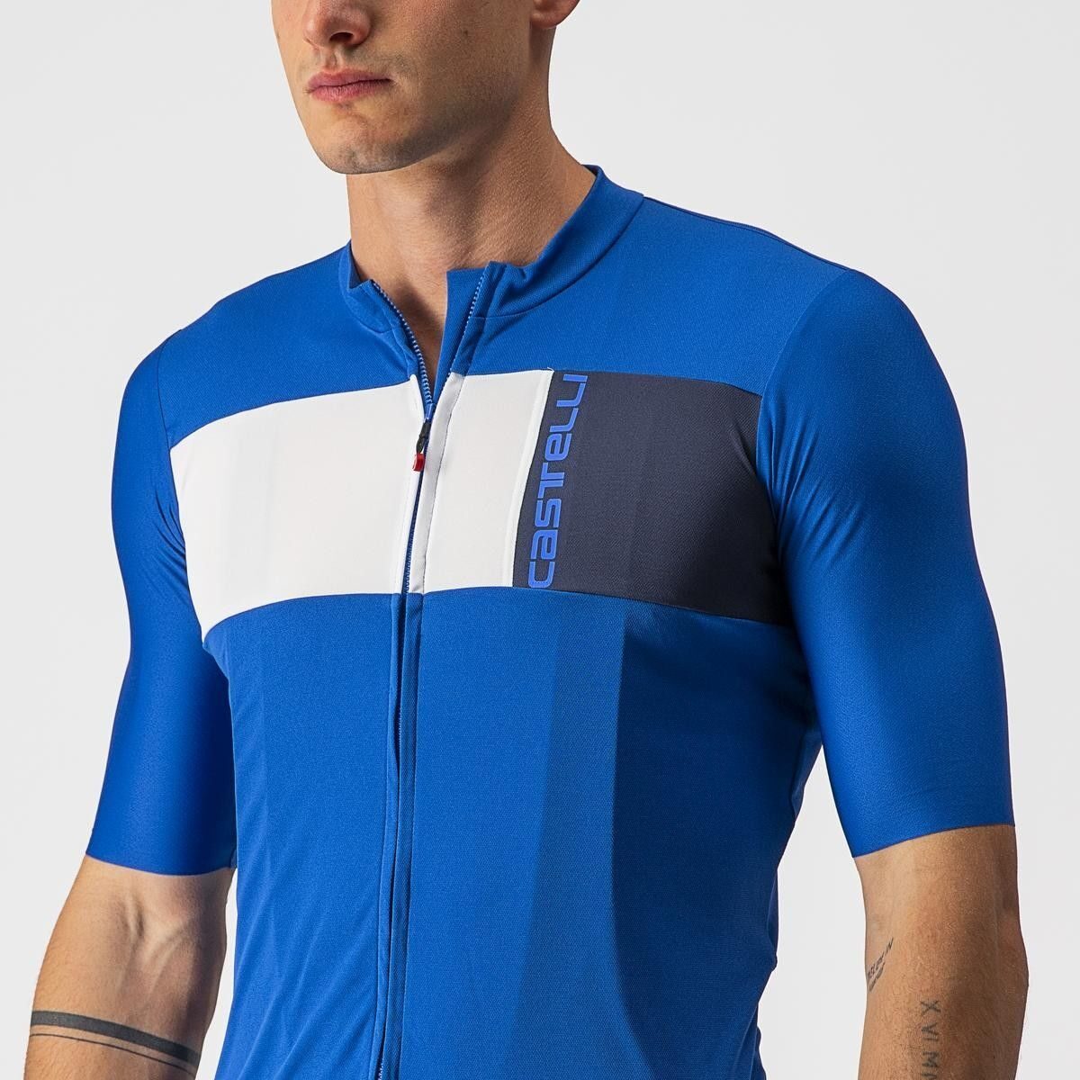 tricou cu maneca scurta castelli prologo 7 albastru alb antracit l 4
