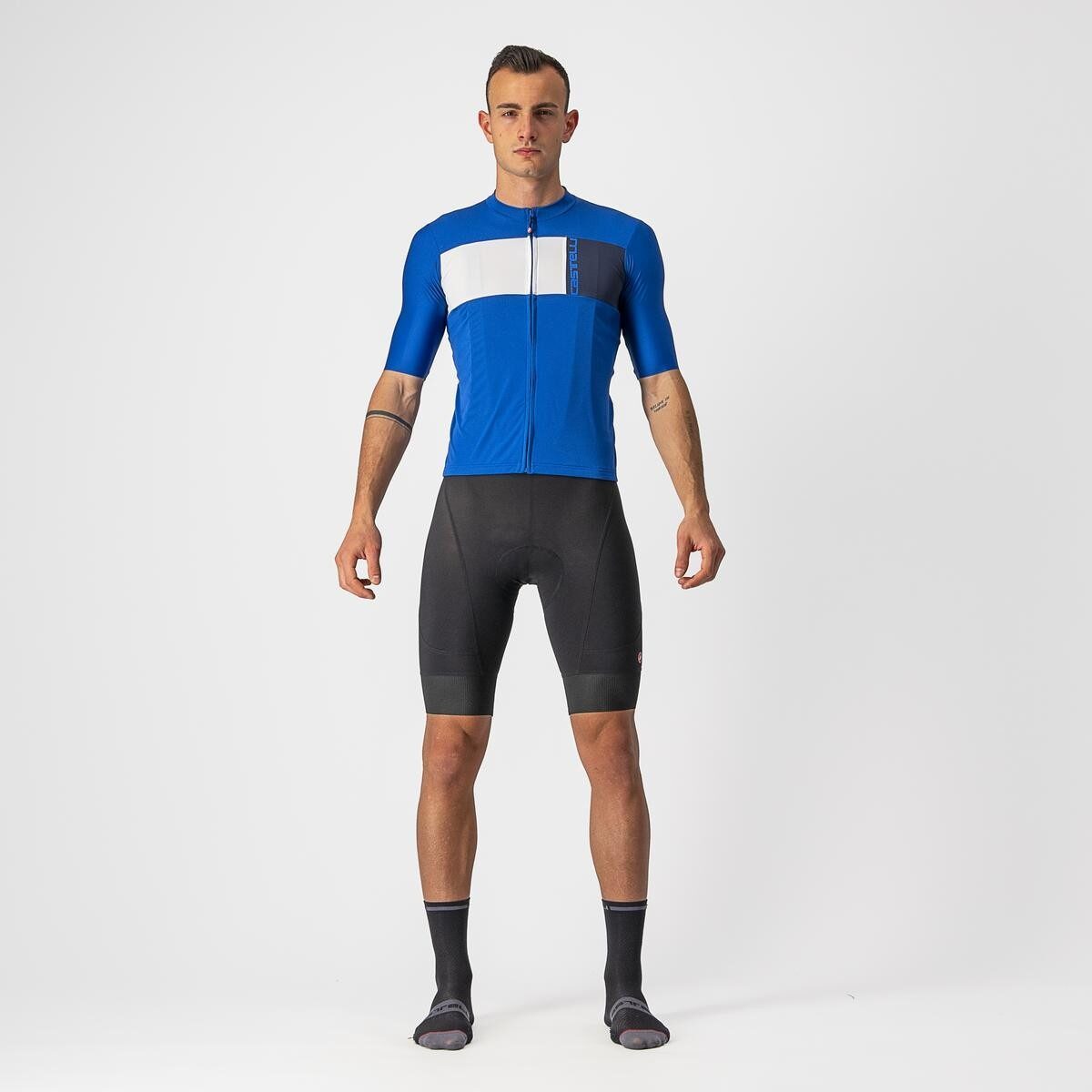 tricou cu maneca scurta castelli prologo 7 albastru alb antracit l 5
