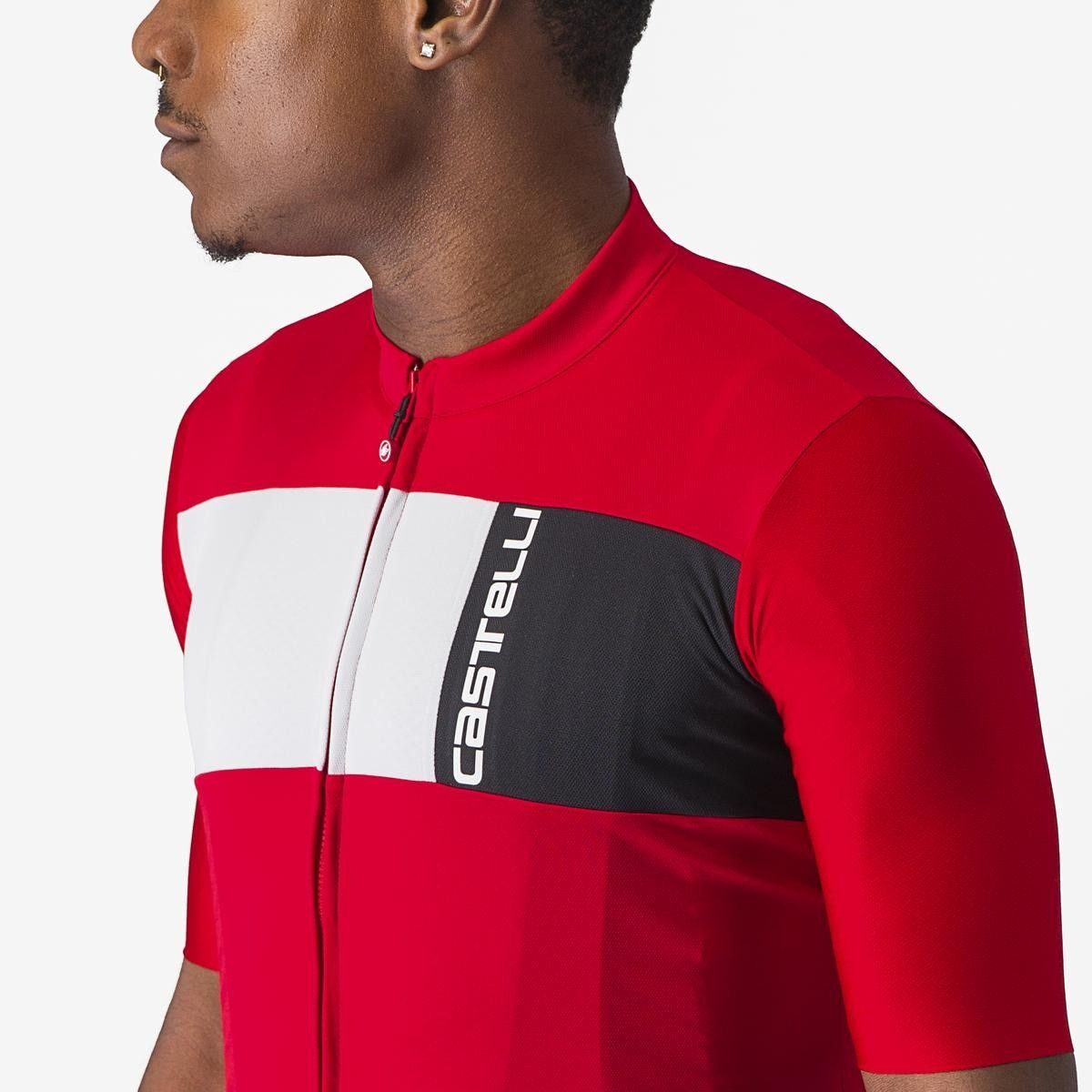 tricou cu maneca scurta castelli prologo 7 rosu alb negru l 4