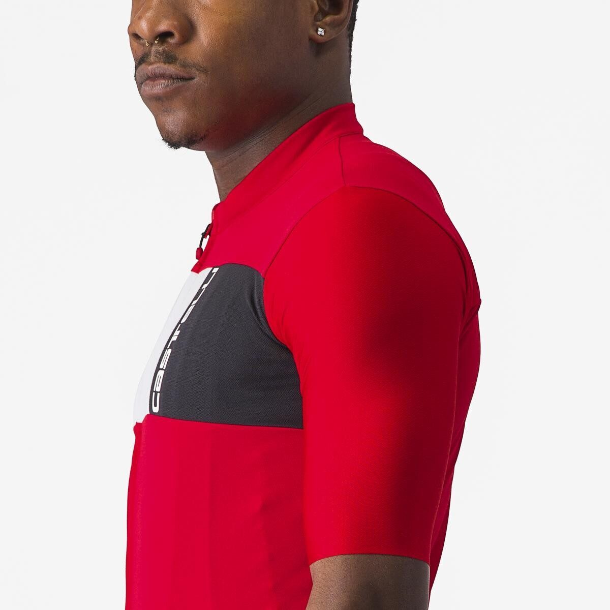 tricou cu maneca scurta castelli prologo 7 rosu alb negru l 5
