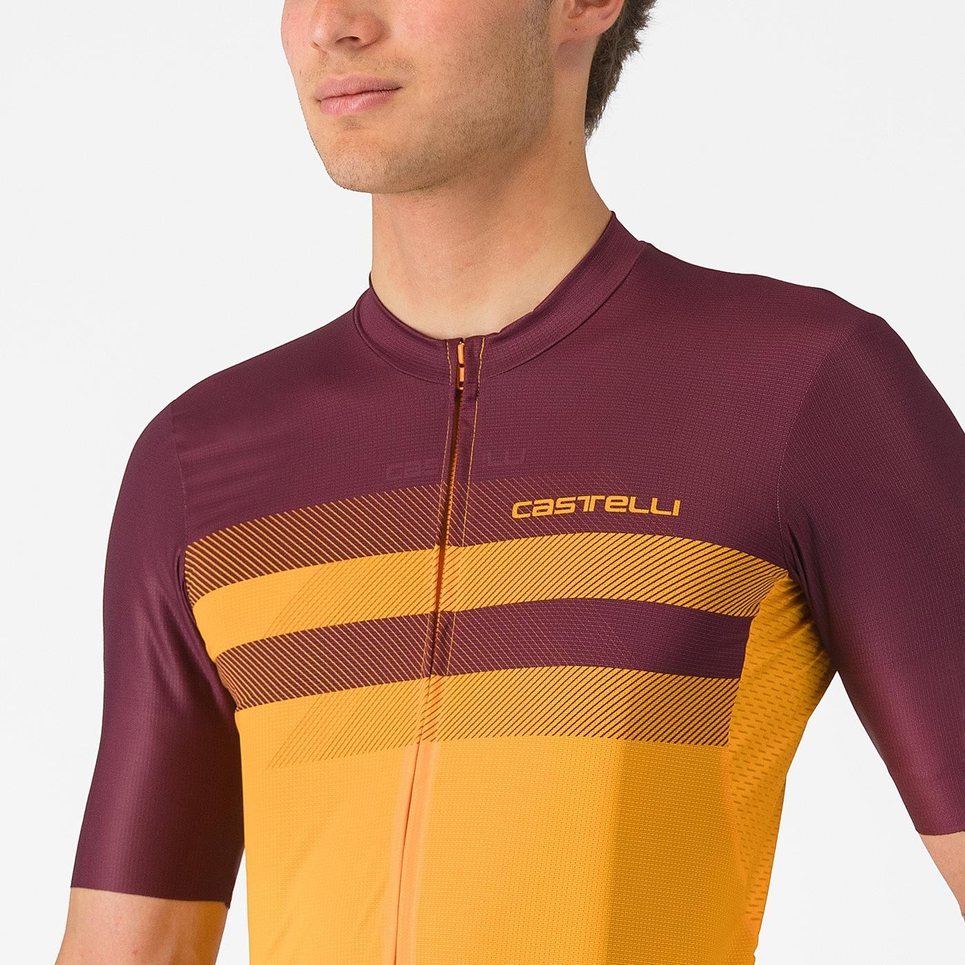 Tricou cu maneca scurta Castelli Simbolo, pentru barbati, portocaliu aprins/visiniu inchis, XS