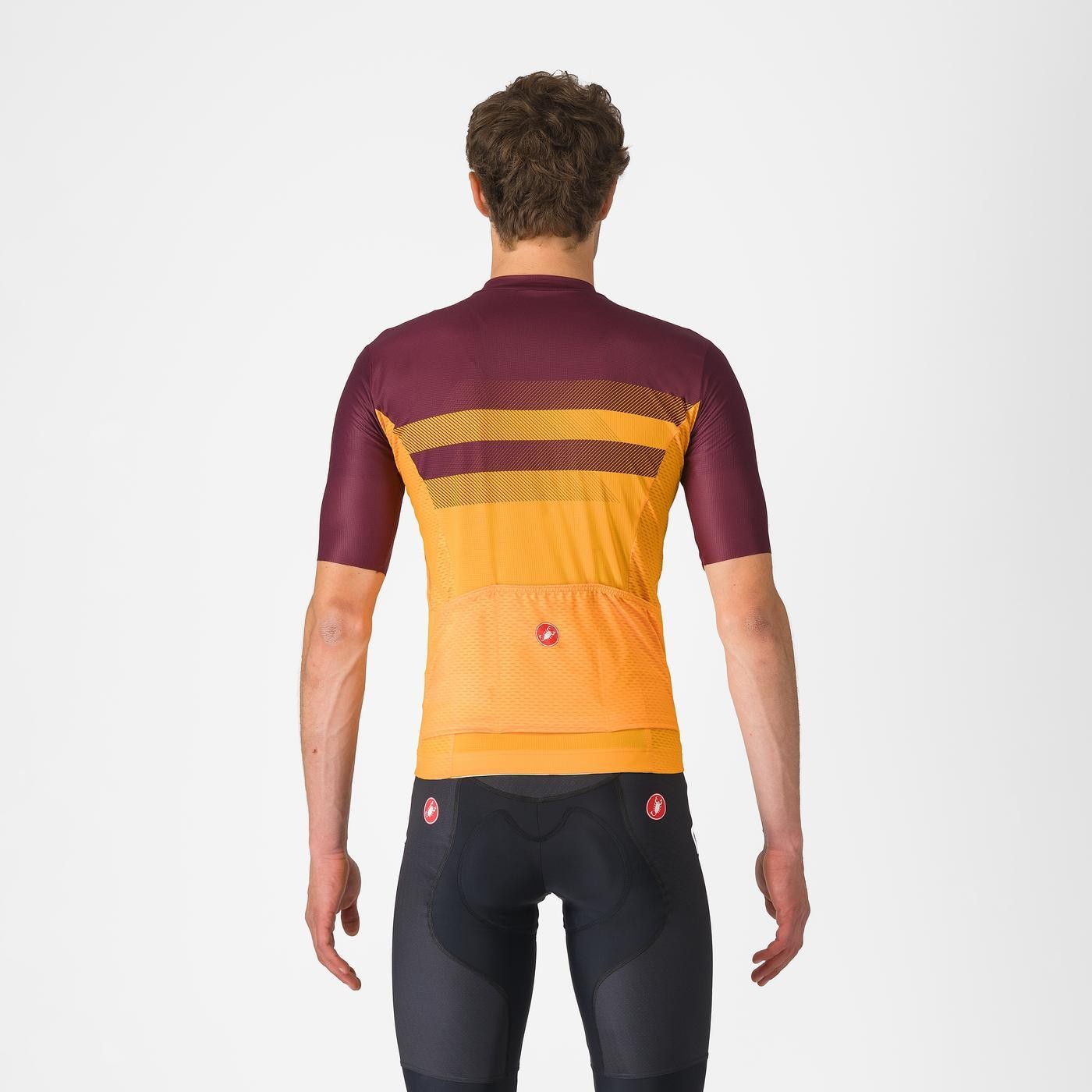 Tricou cu maneca scurta Castelli Simbolo, pentru barbati, portocaliu aprins/visiniu inchis, XS