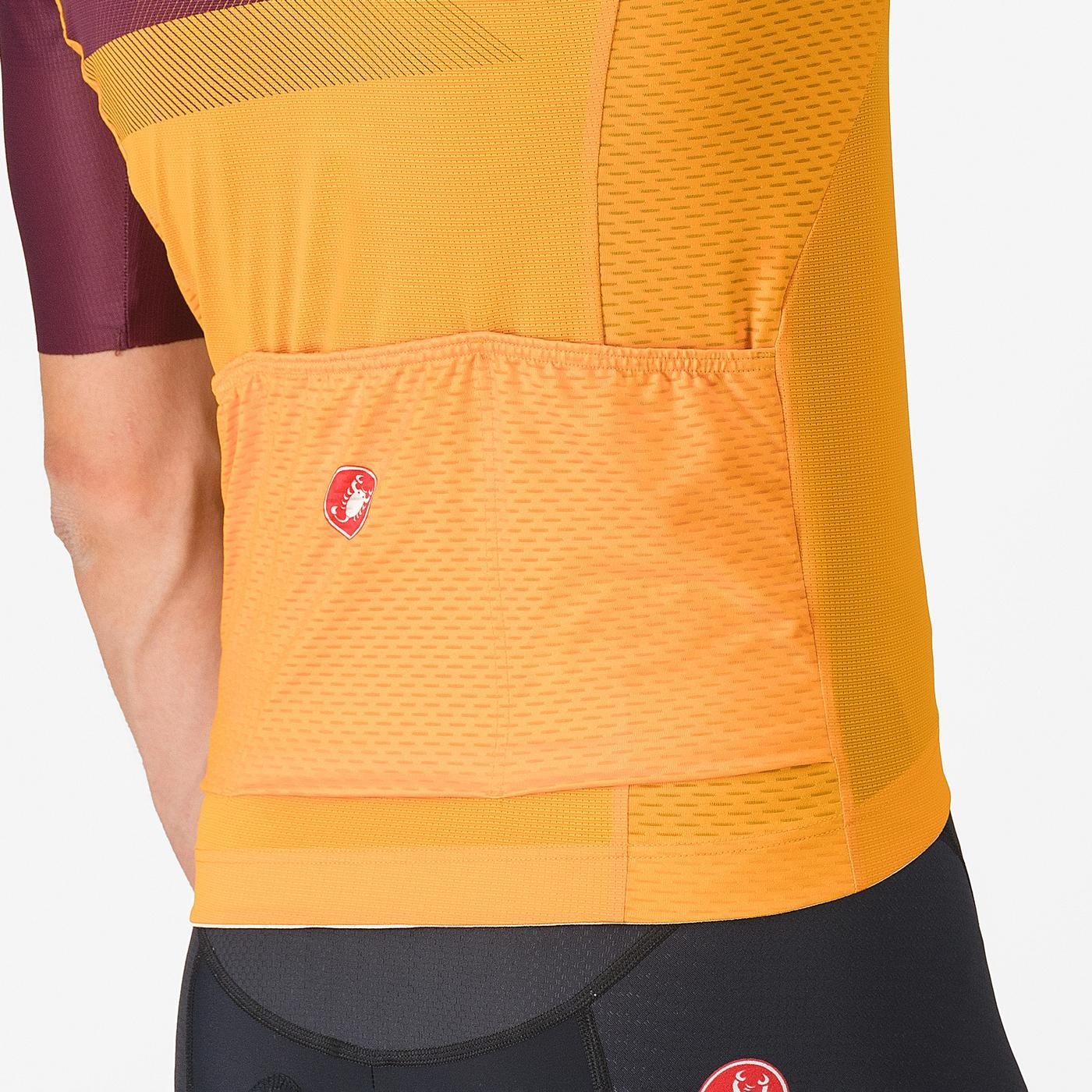 Tricou cu maneca scurta Castelli Simbolo, pentru barbati, portocaliu aprins/visiniu inchis, XS