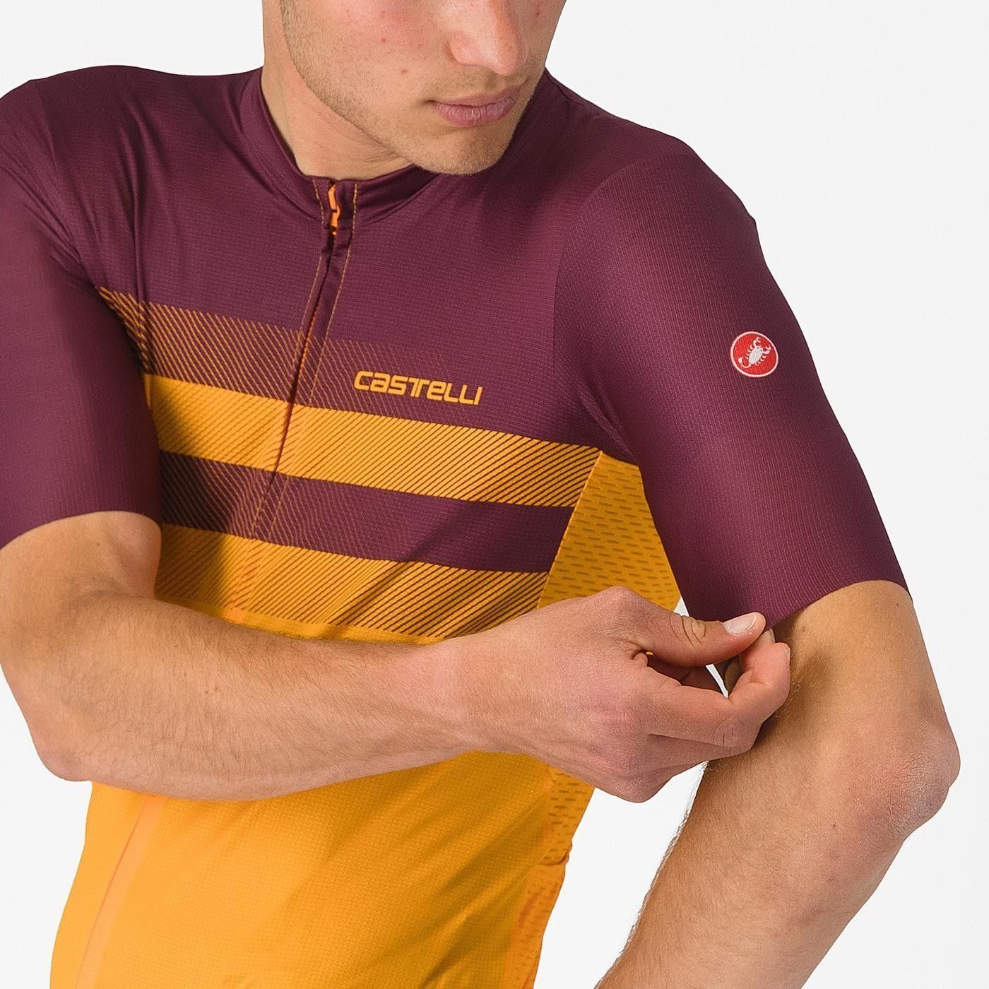 tricou cu maneca scurta castelli simbolo pentru barbati portocaliu aprins visiniu inchis xxl 3