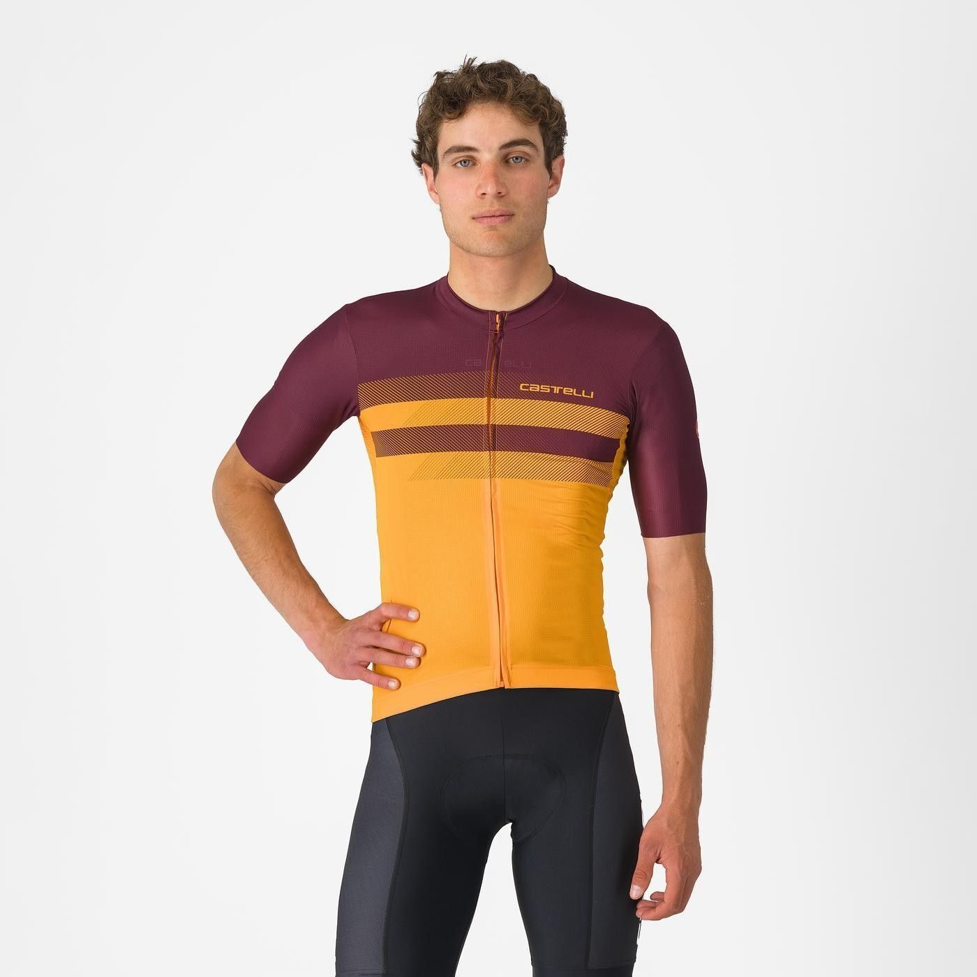 tricou cu maneca scurta castelli simbolo pentru barbati portocaliu aprins visiniu inchis xxl