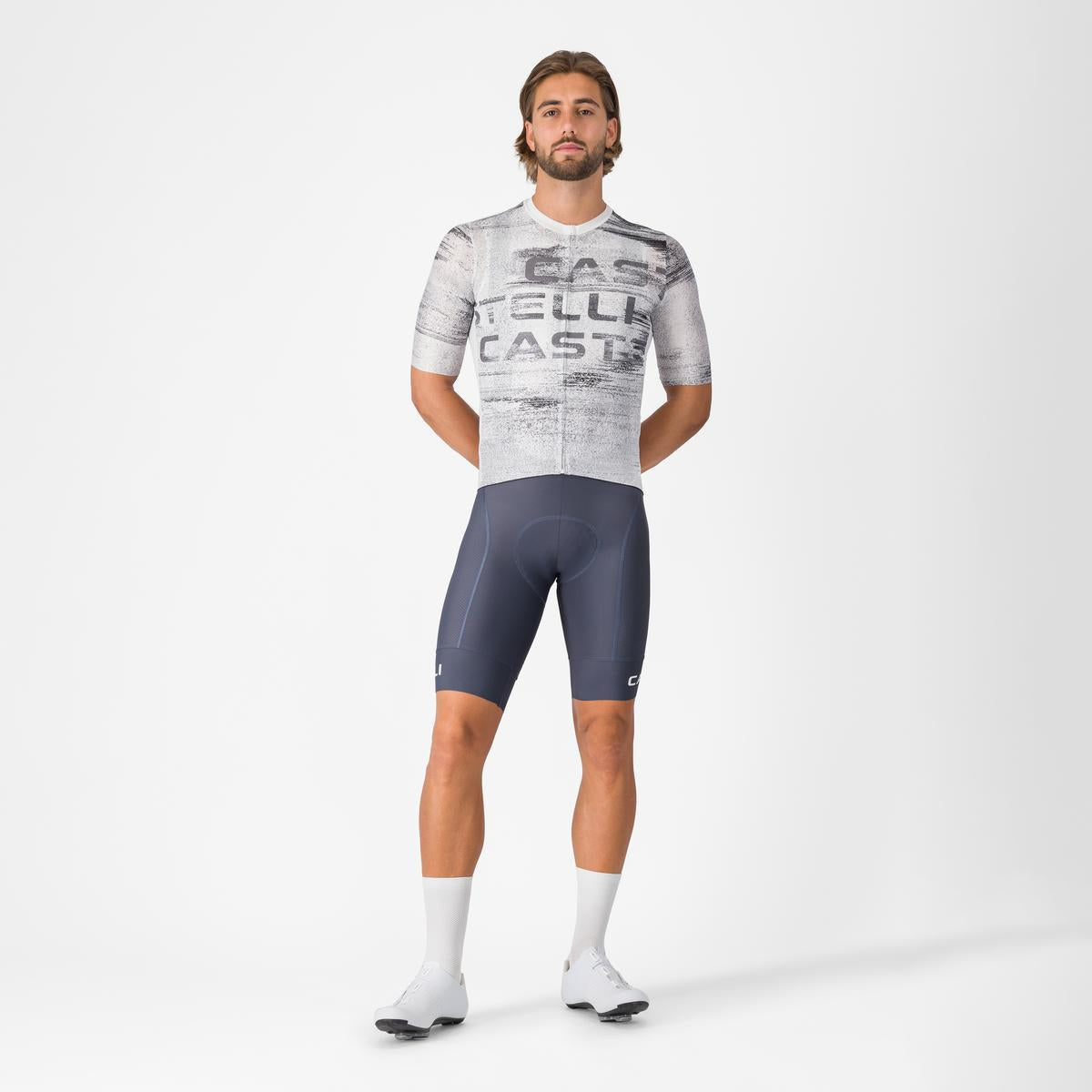 Tricou cu maneca scurta Castelli Stratus Logo, pentru barbati, alb/gri inchis L
