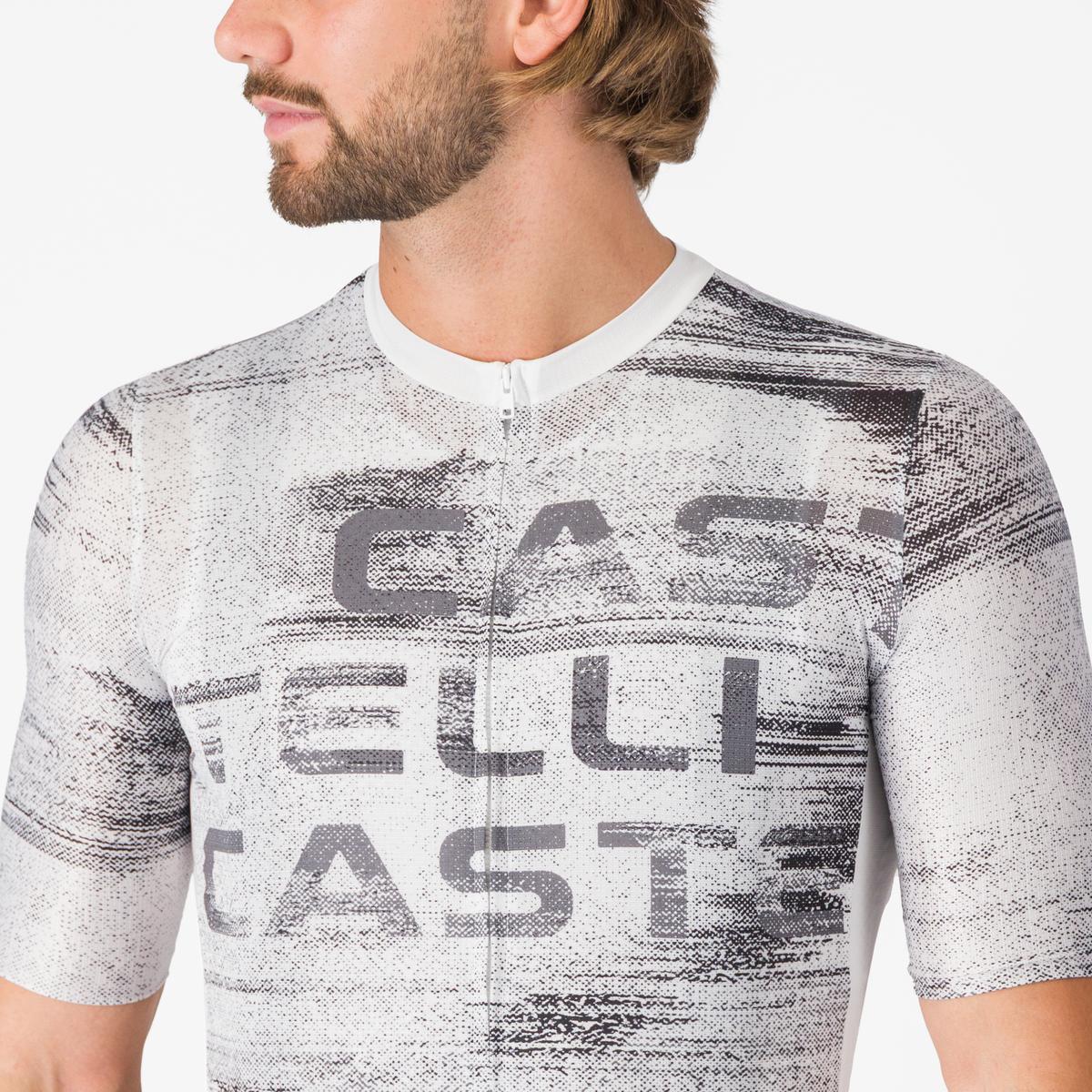 Tricou cu maneca scurta Castelli Stratus Logo, pentru barbati, alb/gri inchis XL