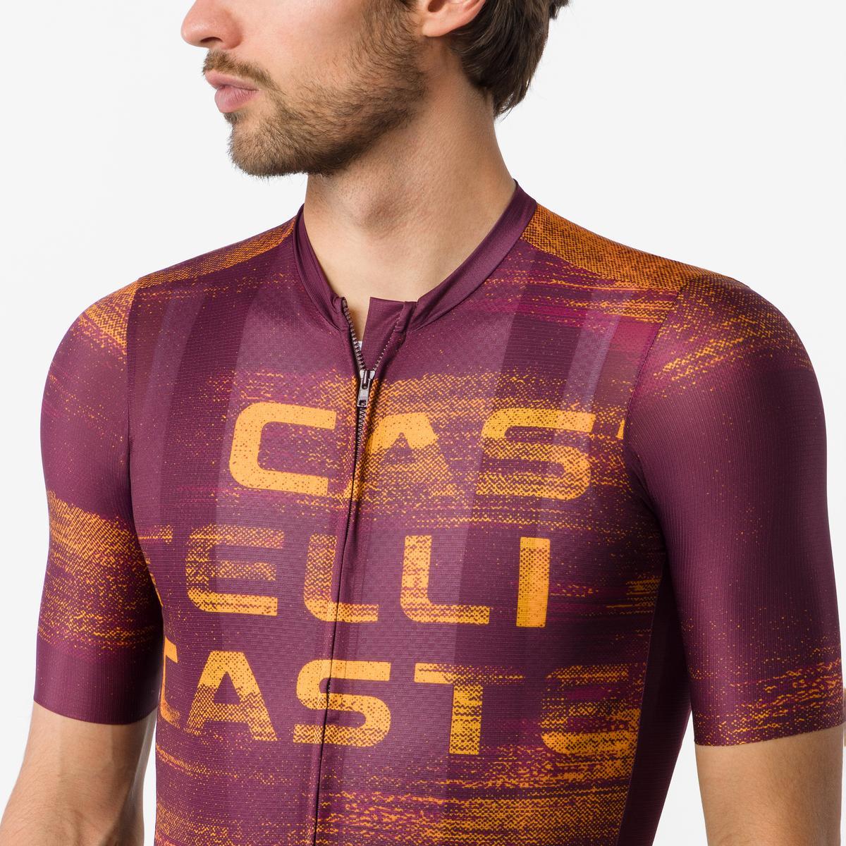 Tricou cu maneca scurta Castelli Stratus Logo, pentru barbati, twilight bordo/winter sky M