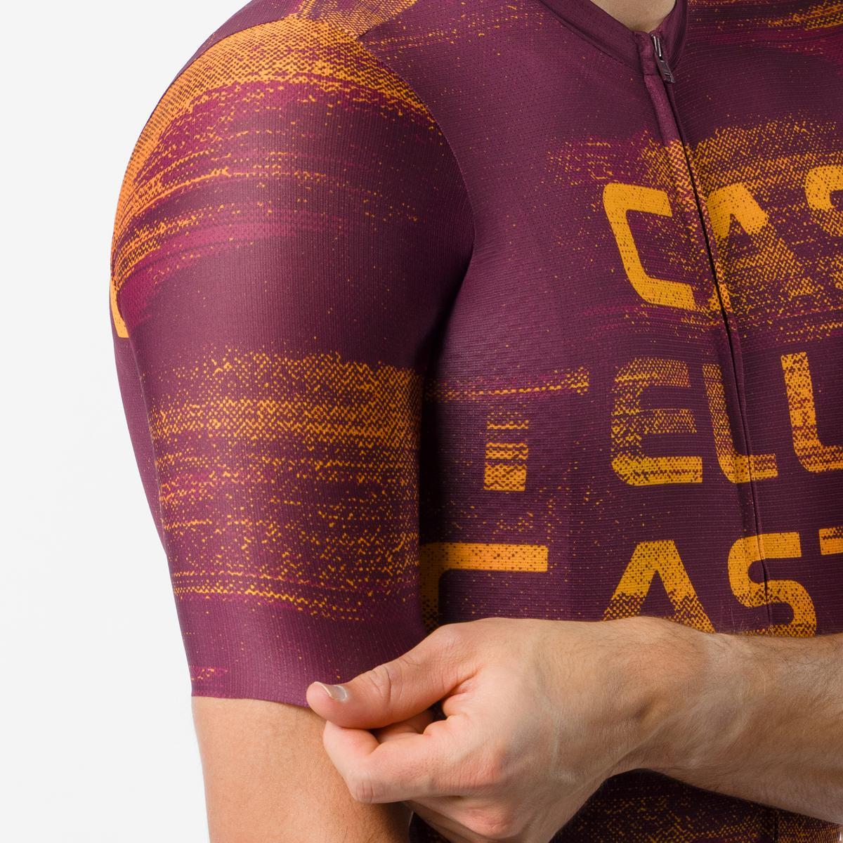 Tricou cu maneca scurta Castelli Stratus Logo, pentru barbati, twilight bordo/winter sky M