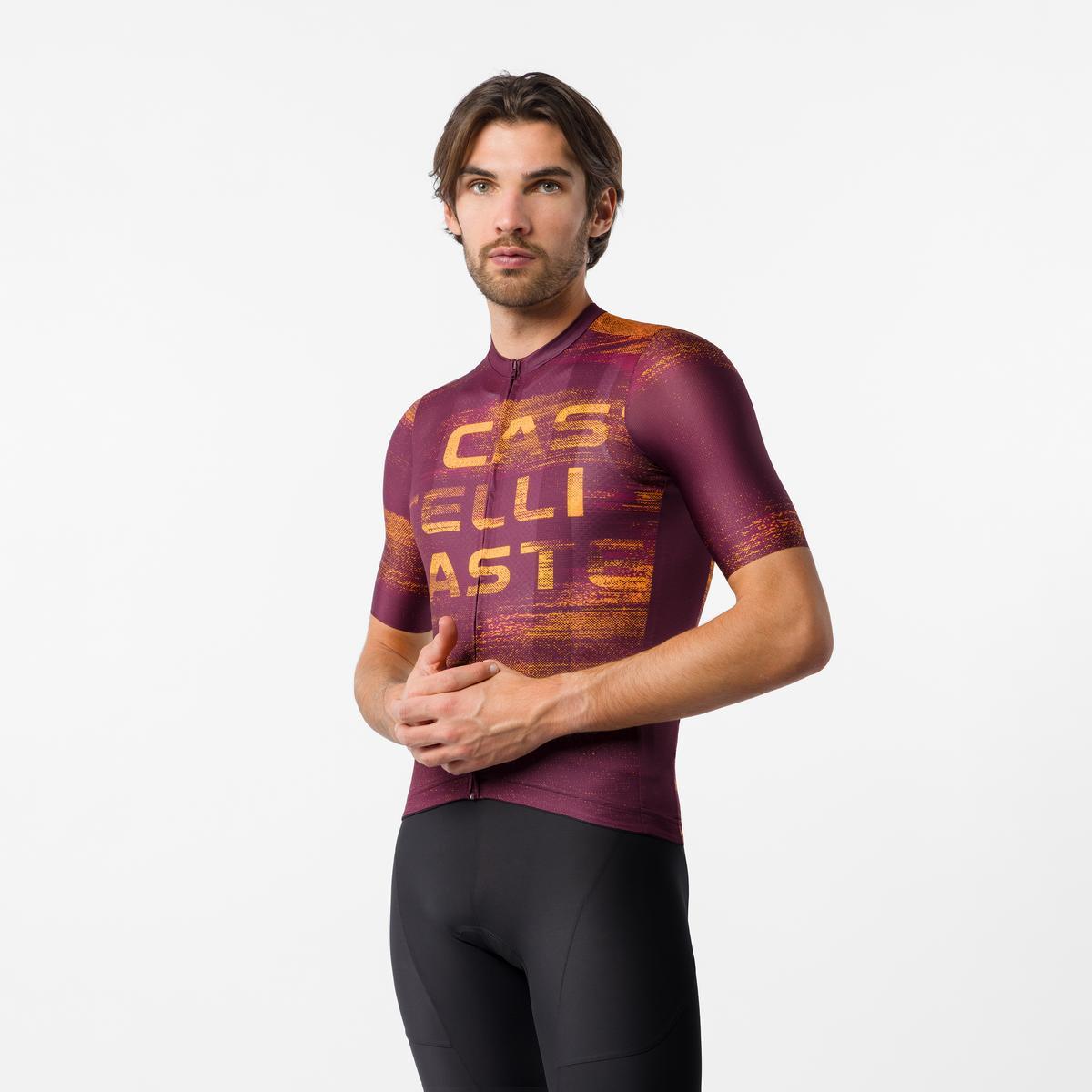 Tricou cu maneca scurta Castelli Stratus Logo, pentru barbati, twilight bordo/winter sky XL