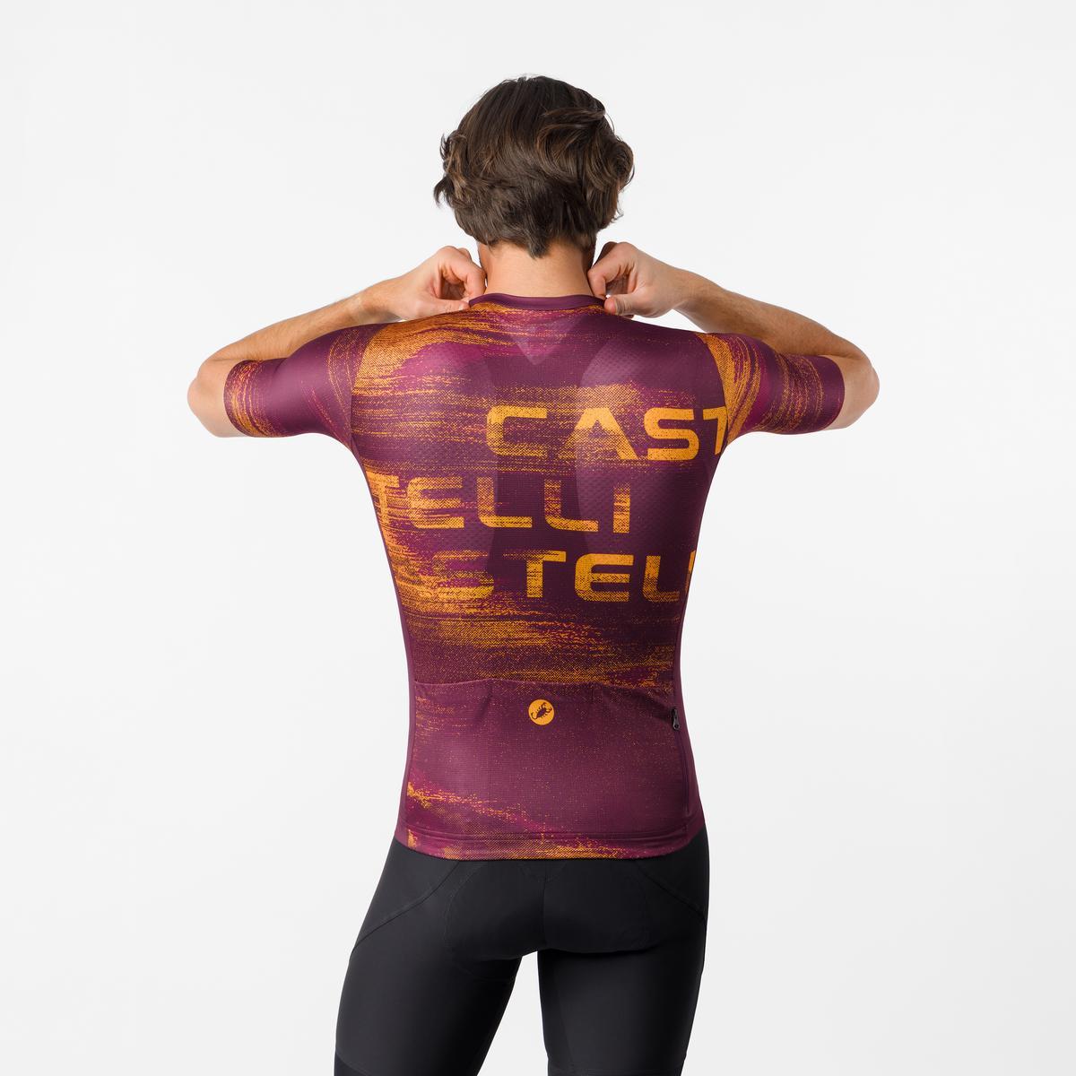 Tricou cu maneca scurta Castelli Stratus Logo, pentru barbati, twilight bordo/winter sky XL