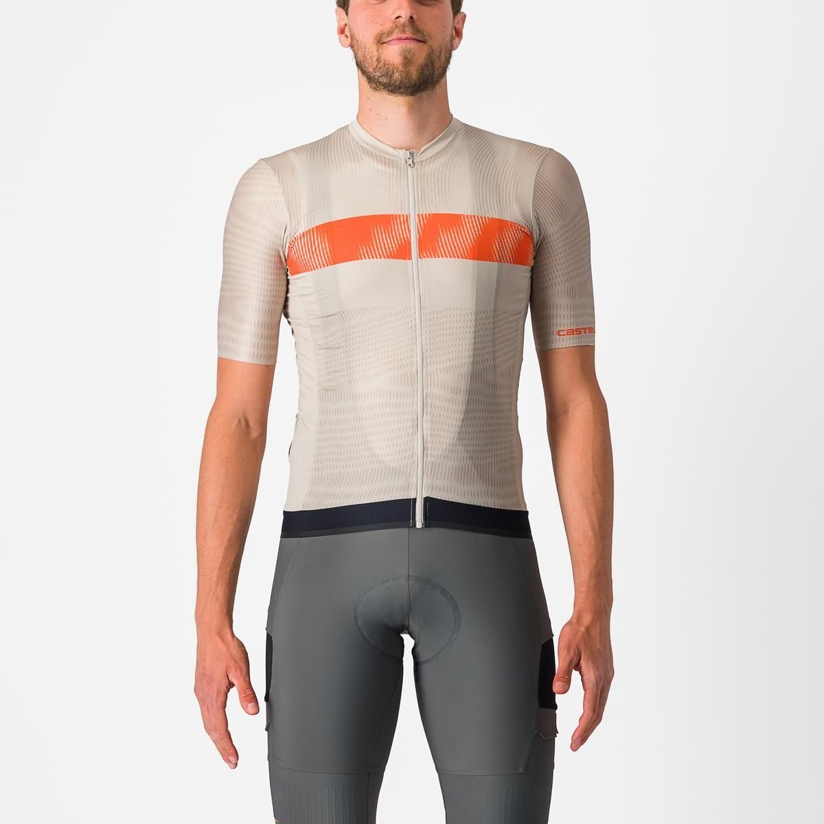 tricou cu maneca scurta castelli unlimited endurance gri portocaliu m