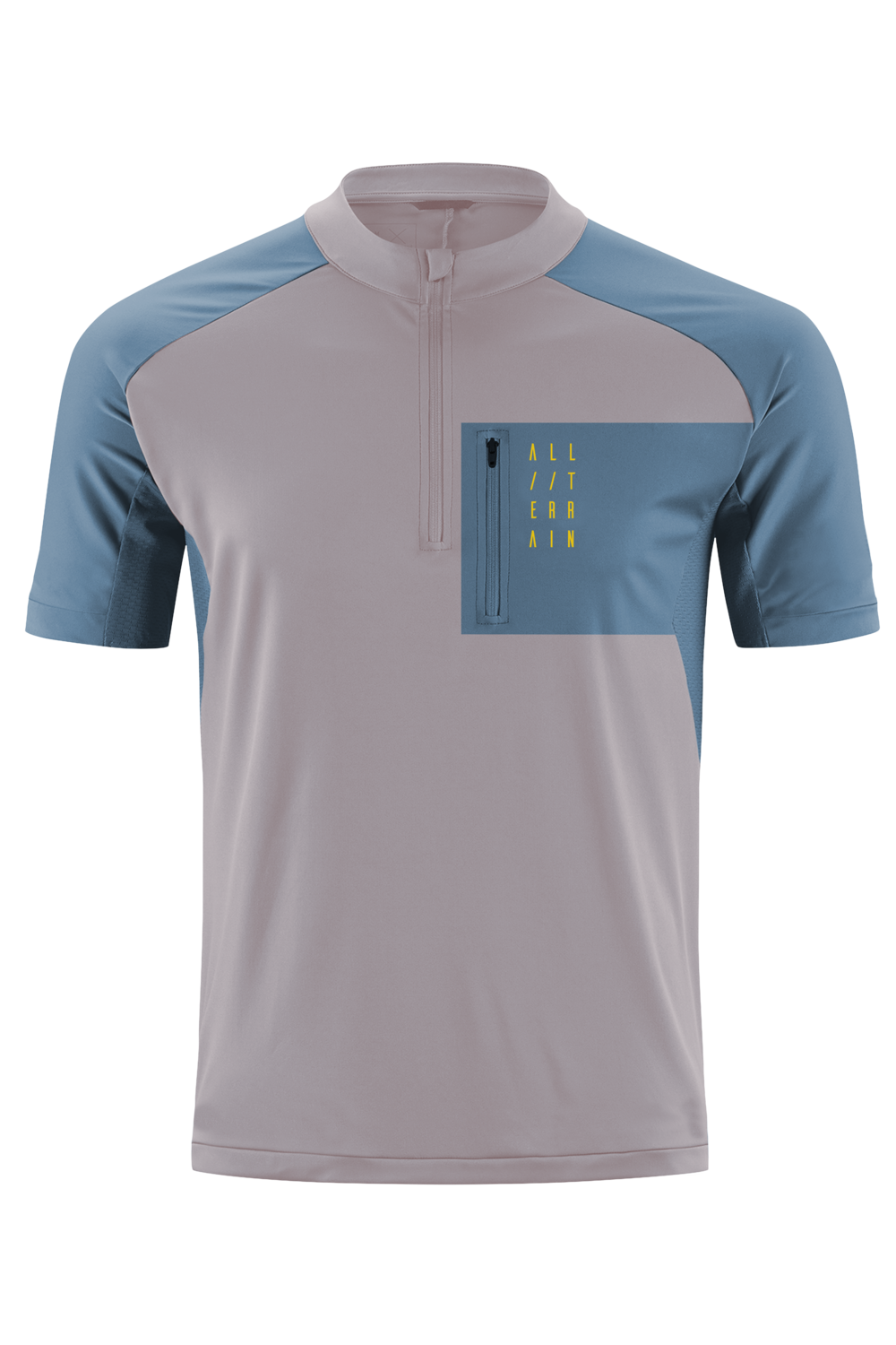 Tricou CUBE ATX Jersey Half Zip S/S Beige Blue