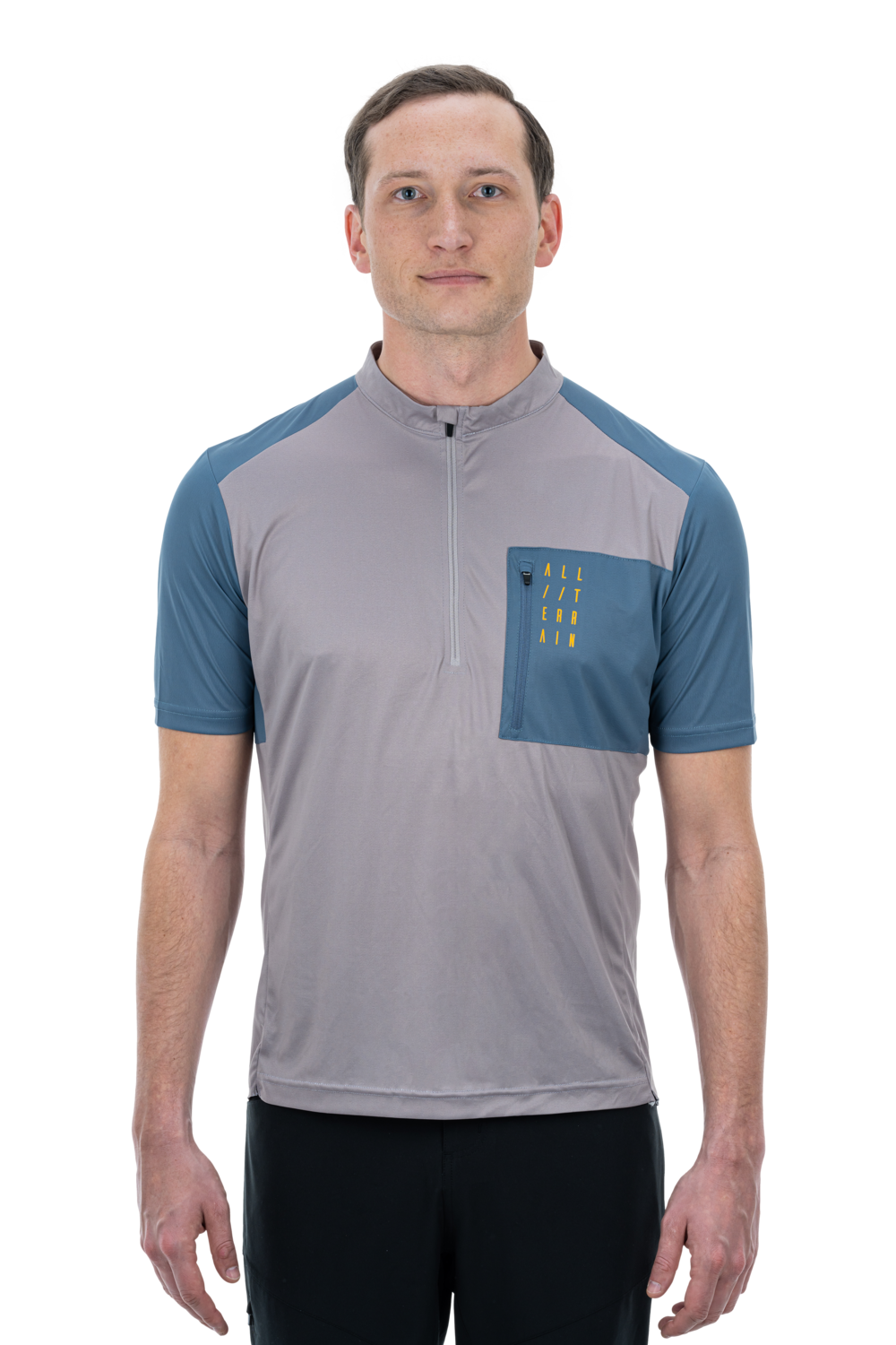 Tricou CUBE ATX Jersey Half Zip S/S Beige Blue