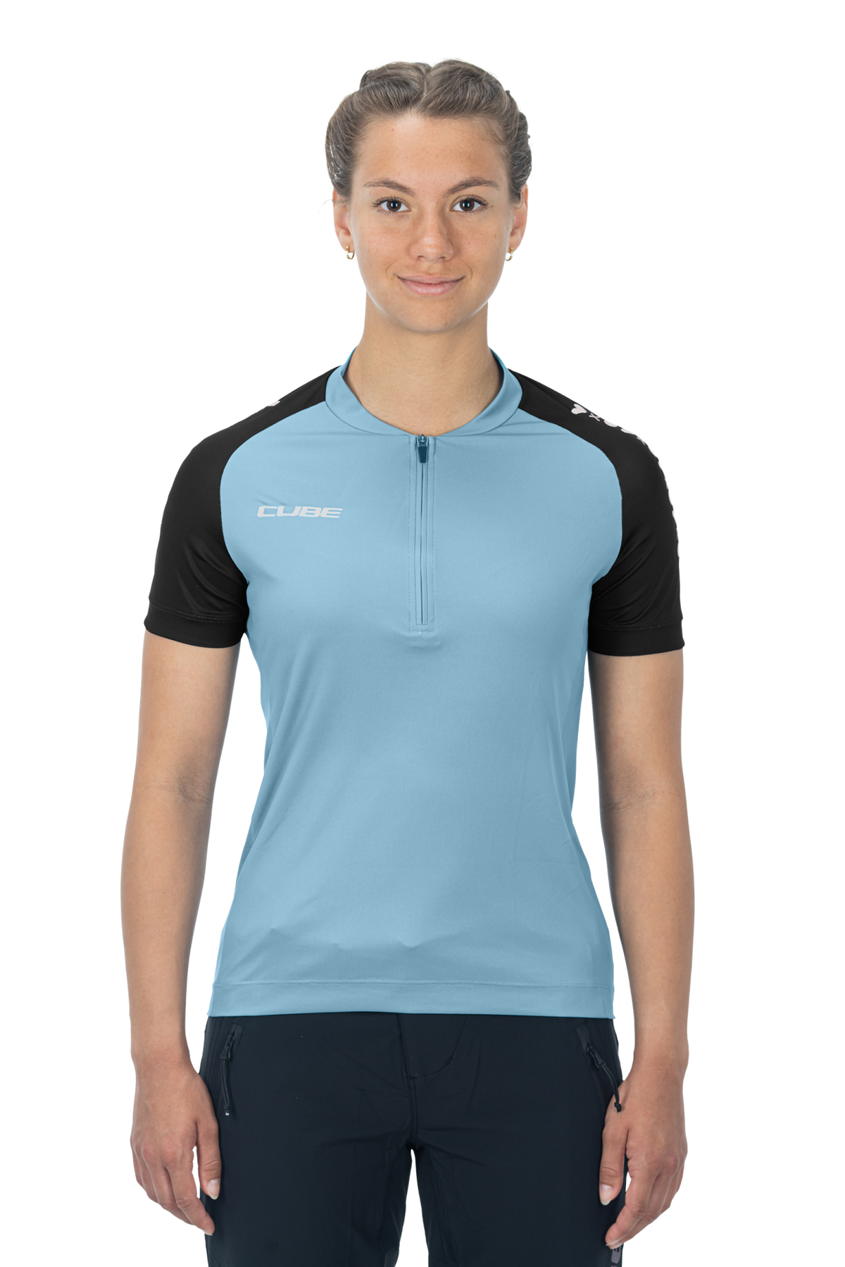 Tricou CUBE ATX WS Jersey Full Zip CMPT S/S Blue