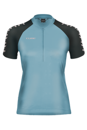 Tricou CUBE ATX WS Jersey Full Zip CMPT S/S Blue
