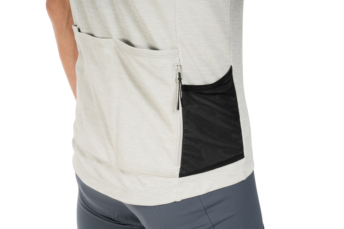 Tricou CUBE Gravel Full Zip Cargo S/S Light Grey
