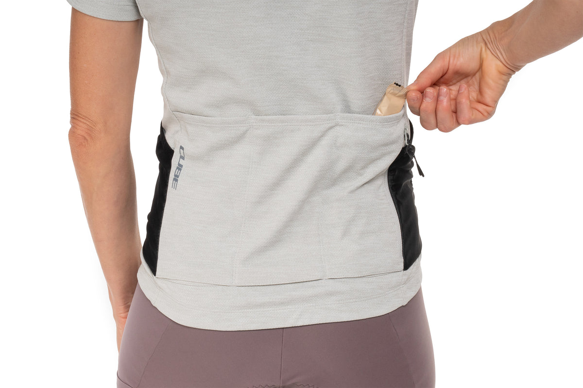Tricou CUBE Gravel WS Full Zip Cargo S/S Light Grey