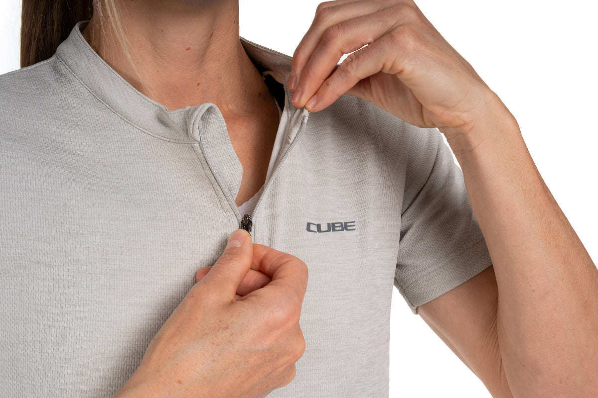 Tricou CUBE Gravel WS Full Zip Cargo S/S Light Grey