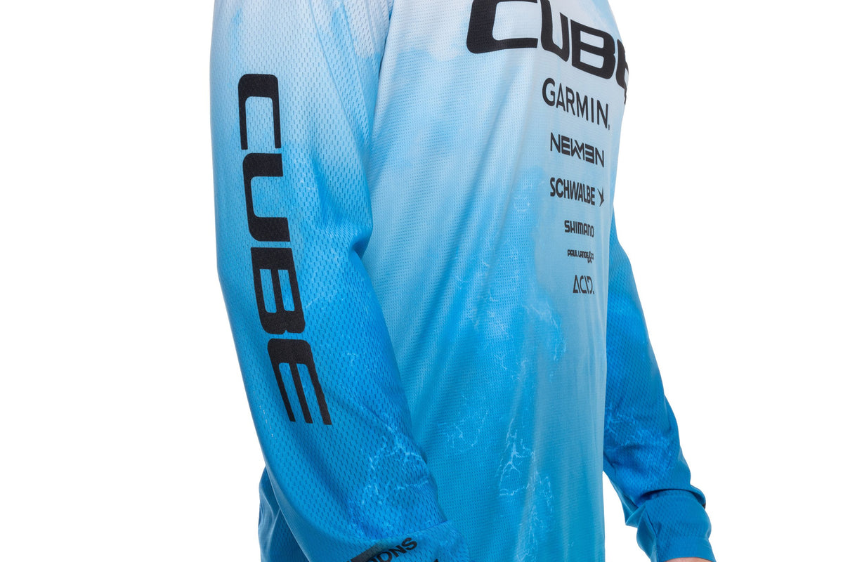 Tricou CUBE MTB x Actionteam L/S Blue/White