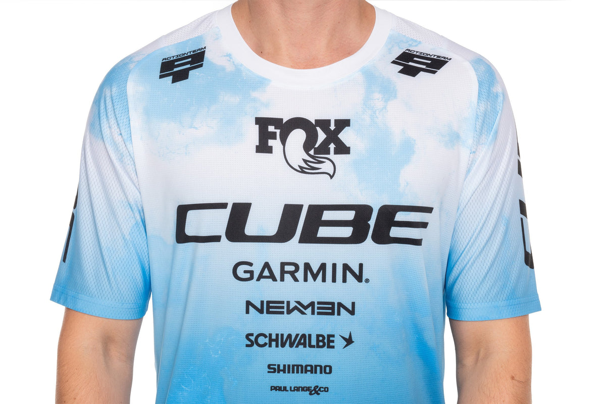 Tricou CUBE MTB x Actionteam S/S Blue/Green