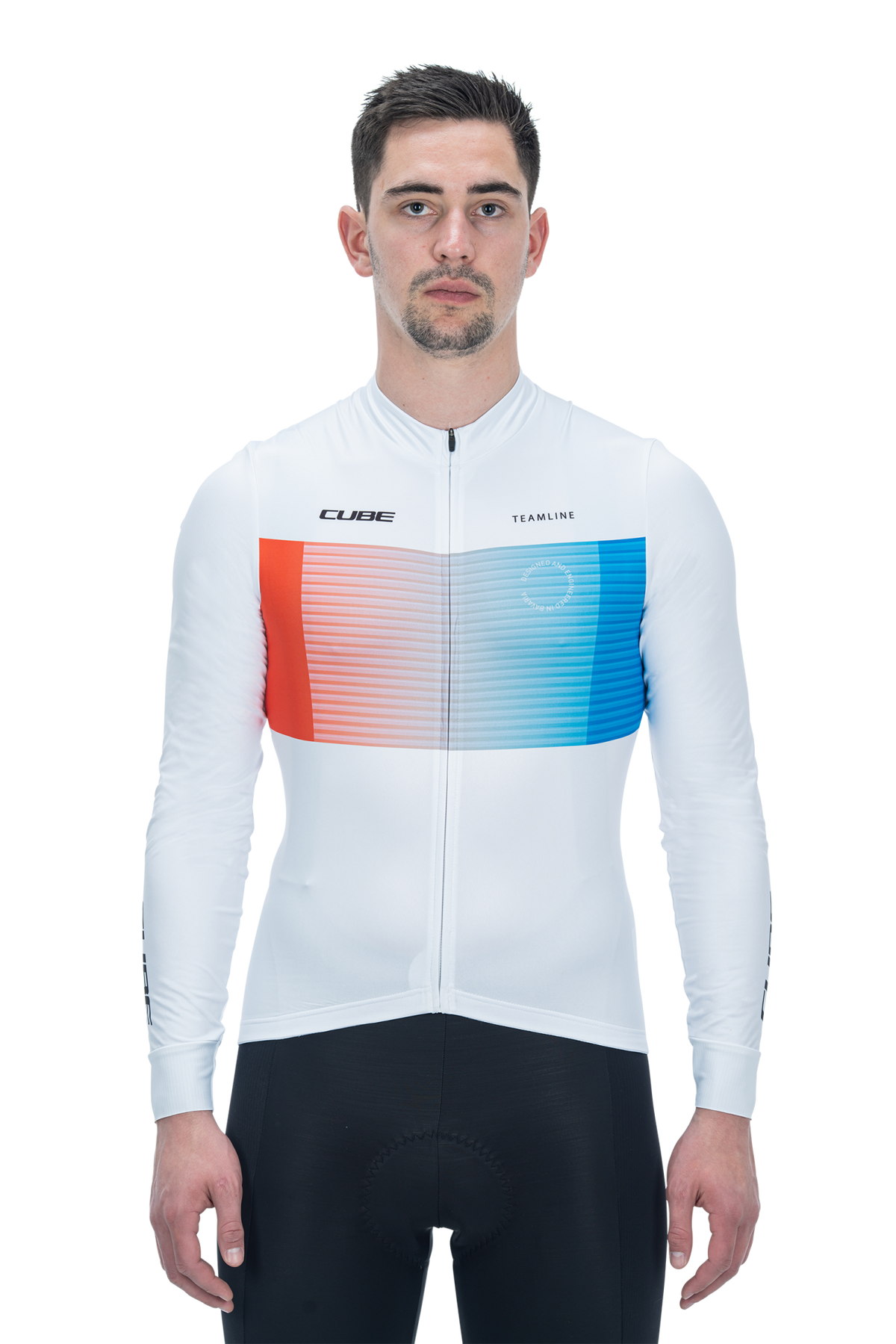 Tricou CUBE Teamline L/S White/Blue/Red